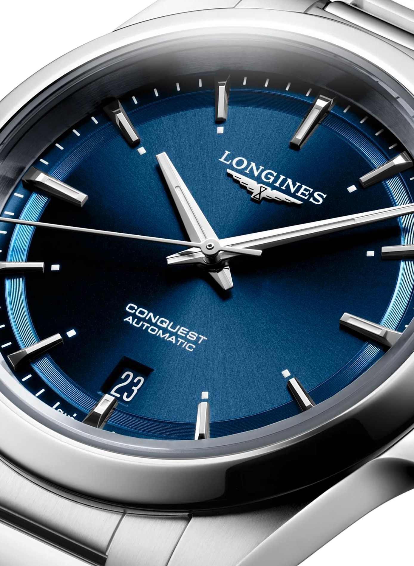 Montre automatique Conquest 2023 en acier inoxydable LONGINES Bleu