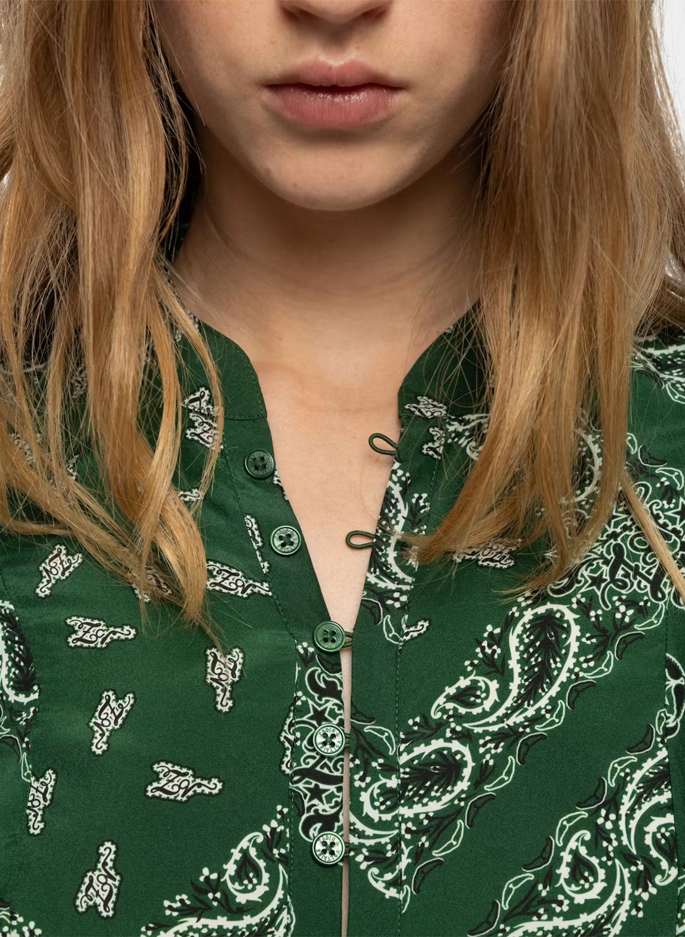 Chemise fluide imprimée en soie twina ZADIG&VOLTAIRE Vert