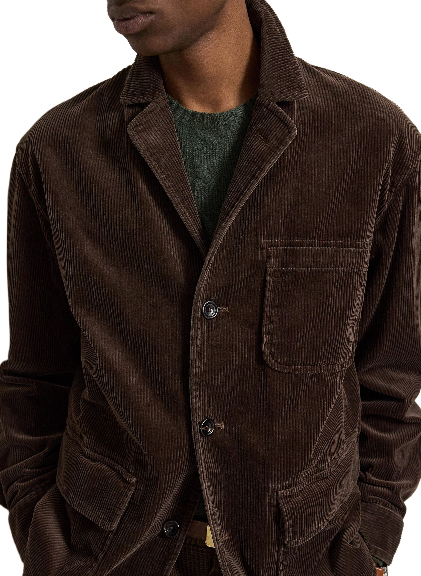 Veste droite col tailleur côtelée en coton POLO RALPH LAUREN Beige
