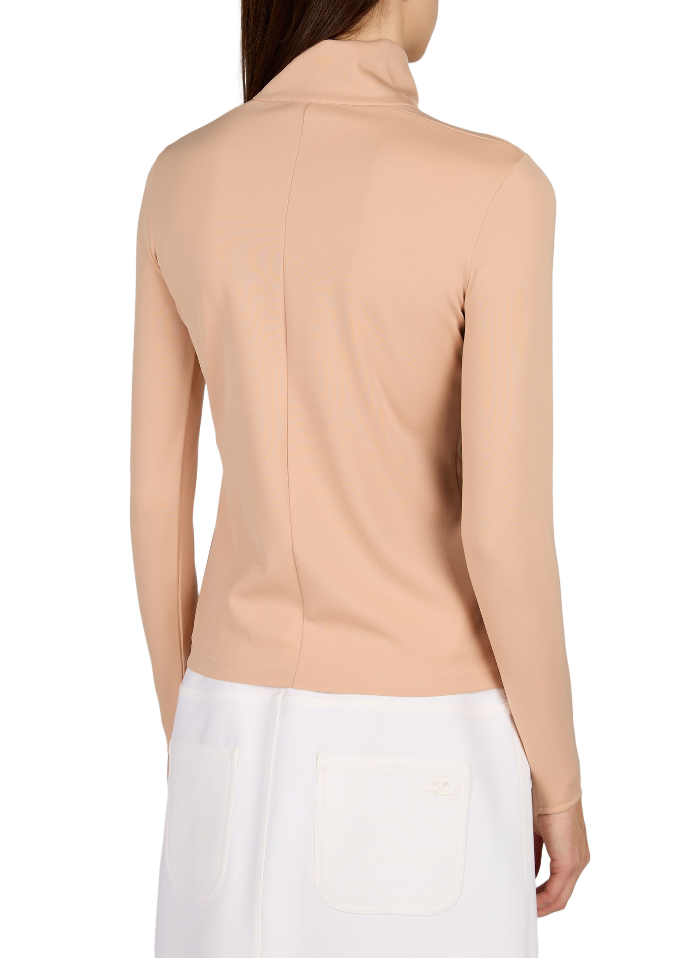 Top manches longues ajusté à col zippé COURRÈGES Beige