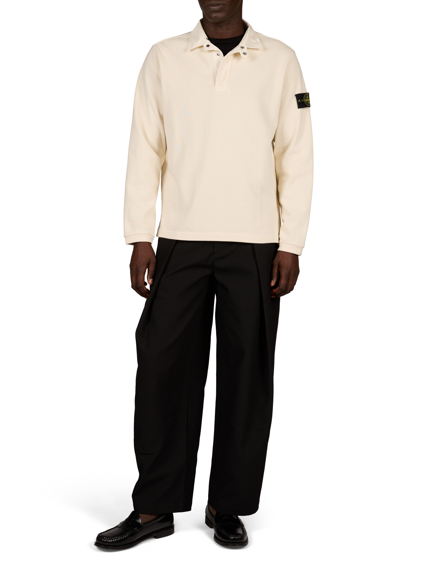 Long-sleeved cotton polo shirt STONE ISLAND Beige