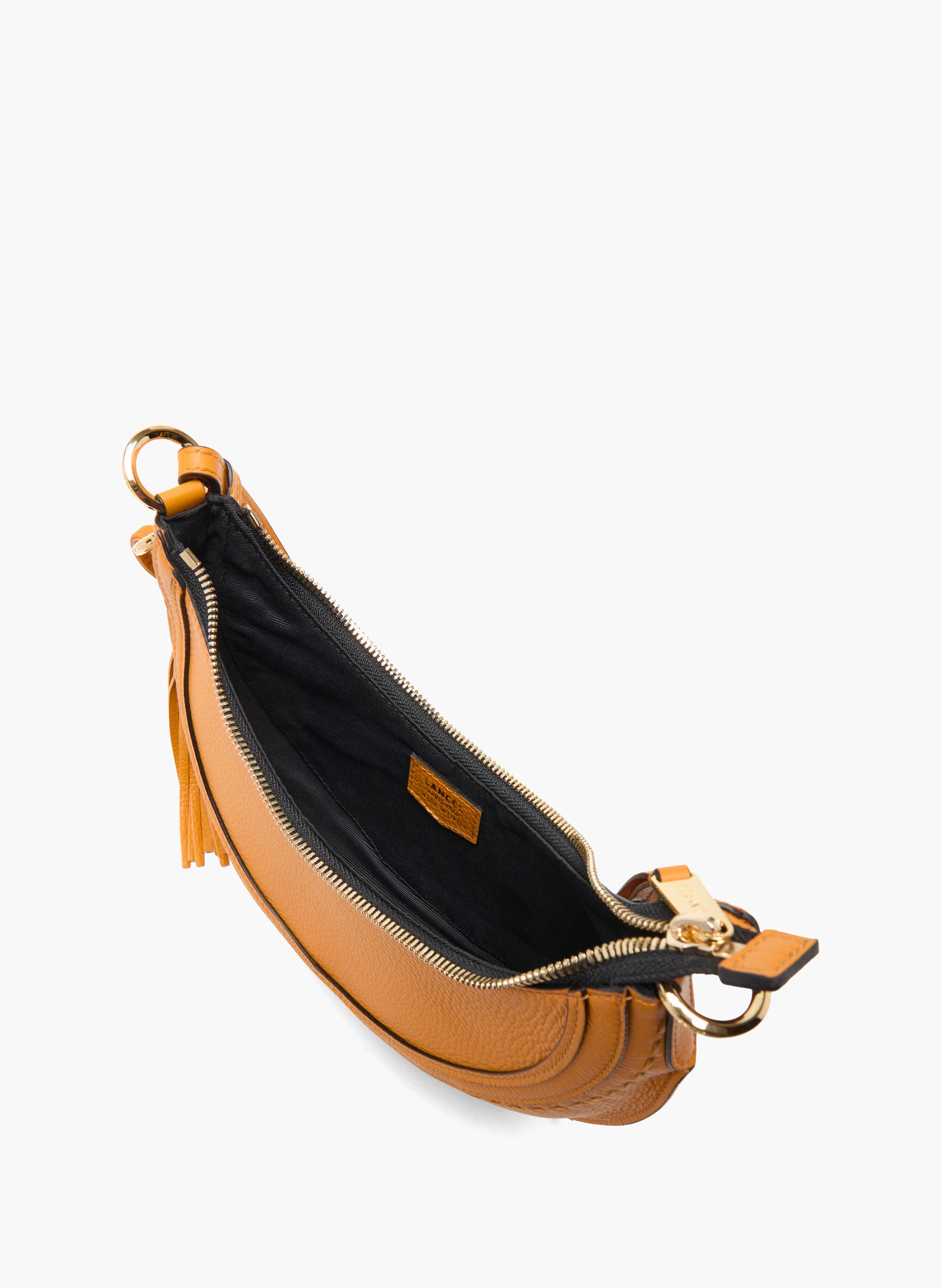 Sac à main bandoulière s en cuir de vachette grainé, orange curcuma. LANCEL Orange