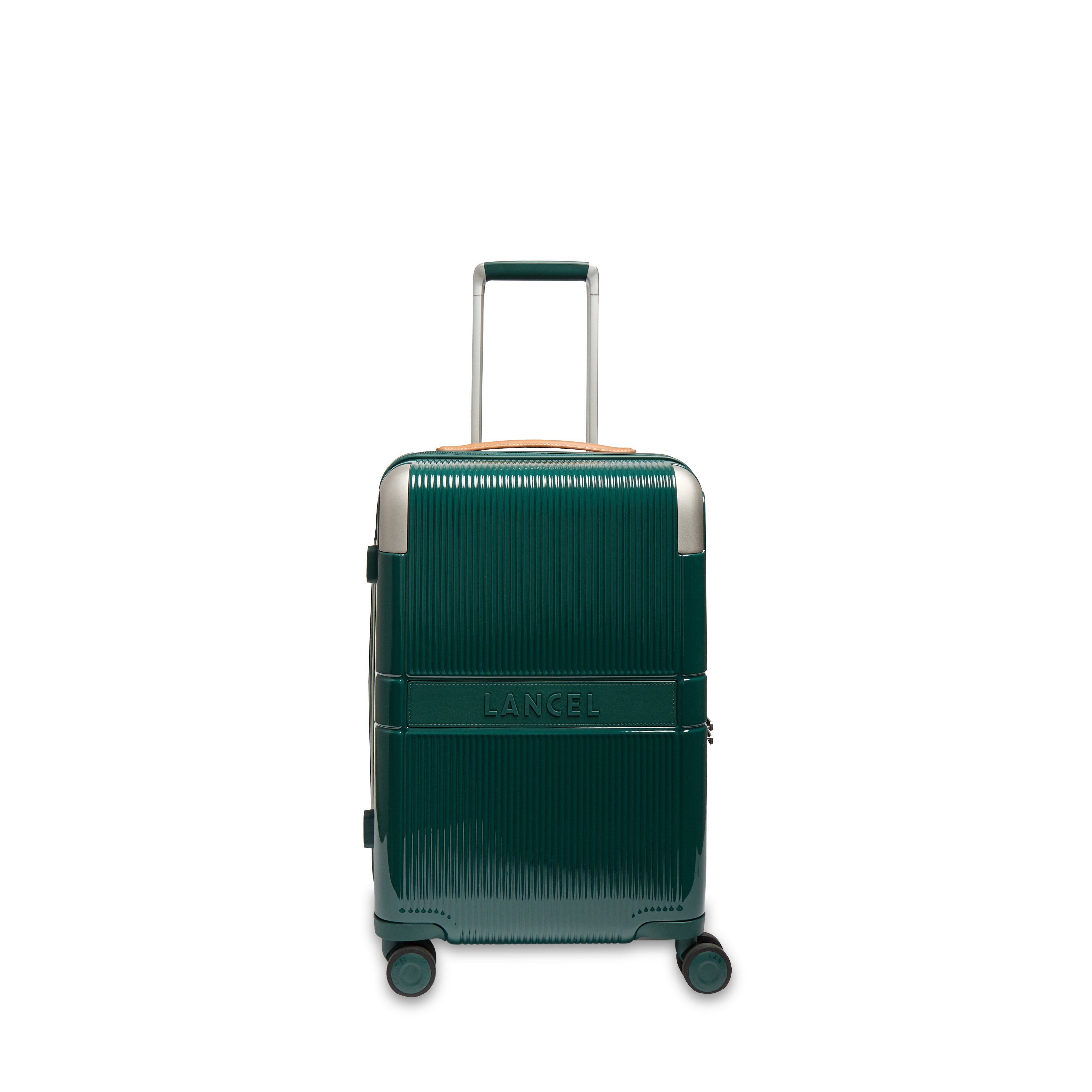 Handbagage met 4 wielen, uitbreidbare rits, met het Lancel-embleem van polycarbonaat en leer. LANCEL Groen
