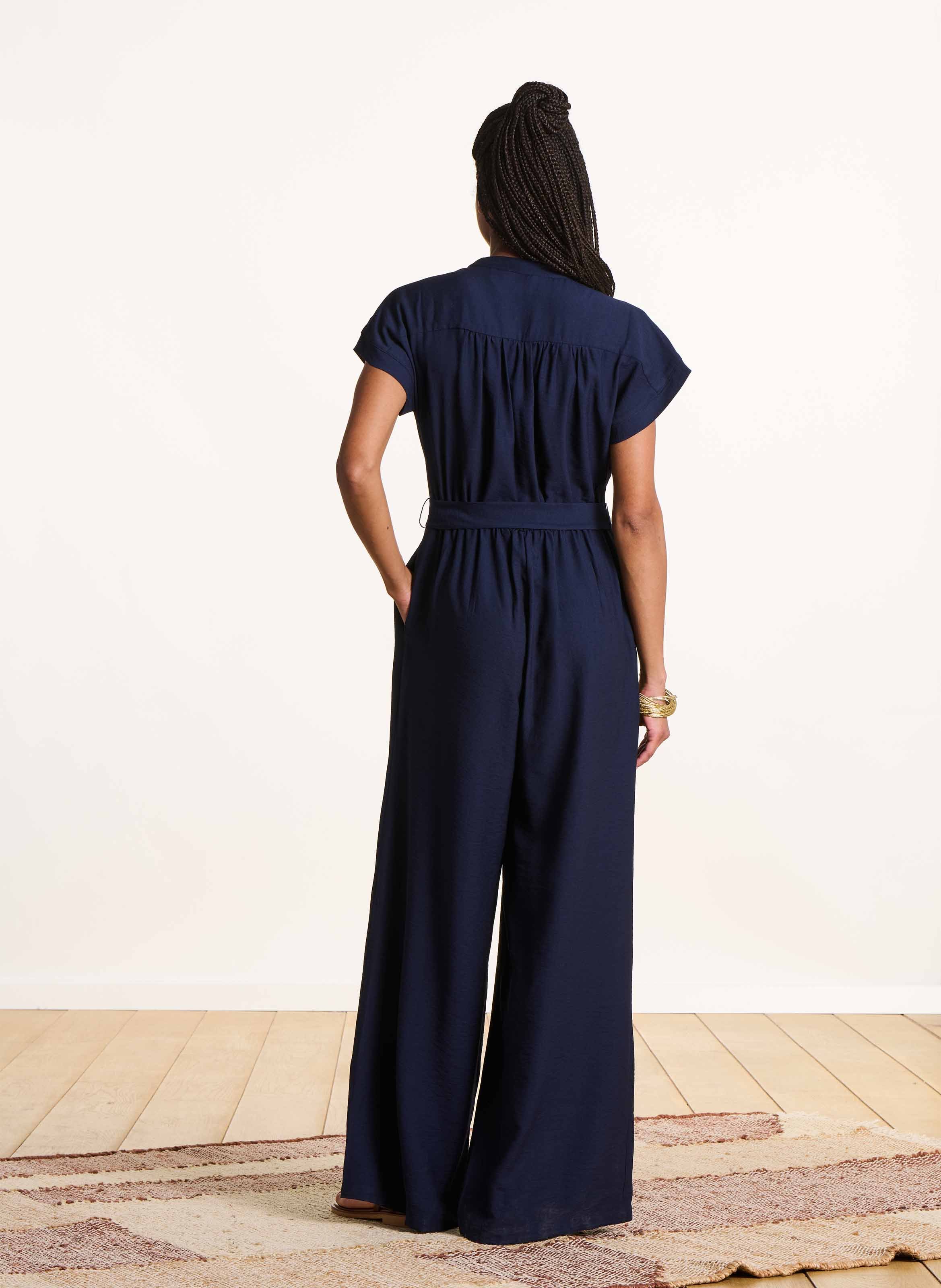 Rechte jumpsuit met ronde hals LA FEE MARABOUTEE Blauw