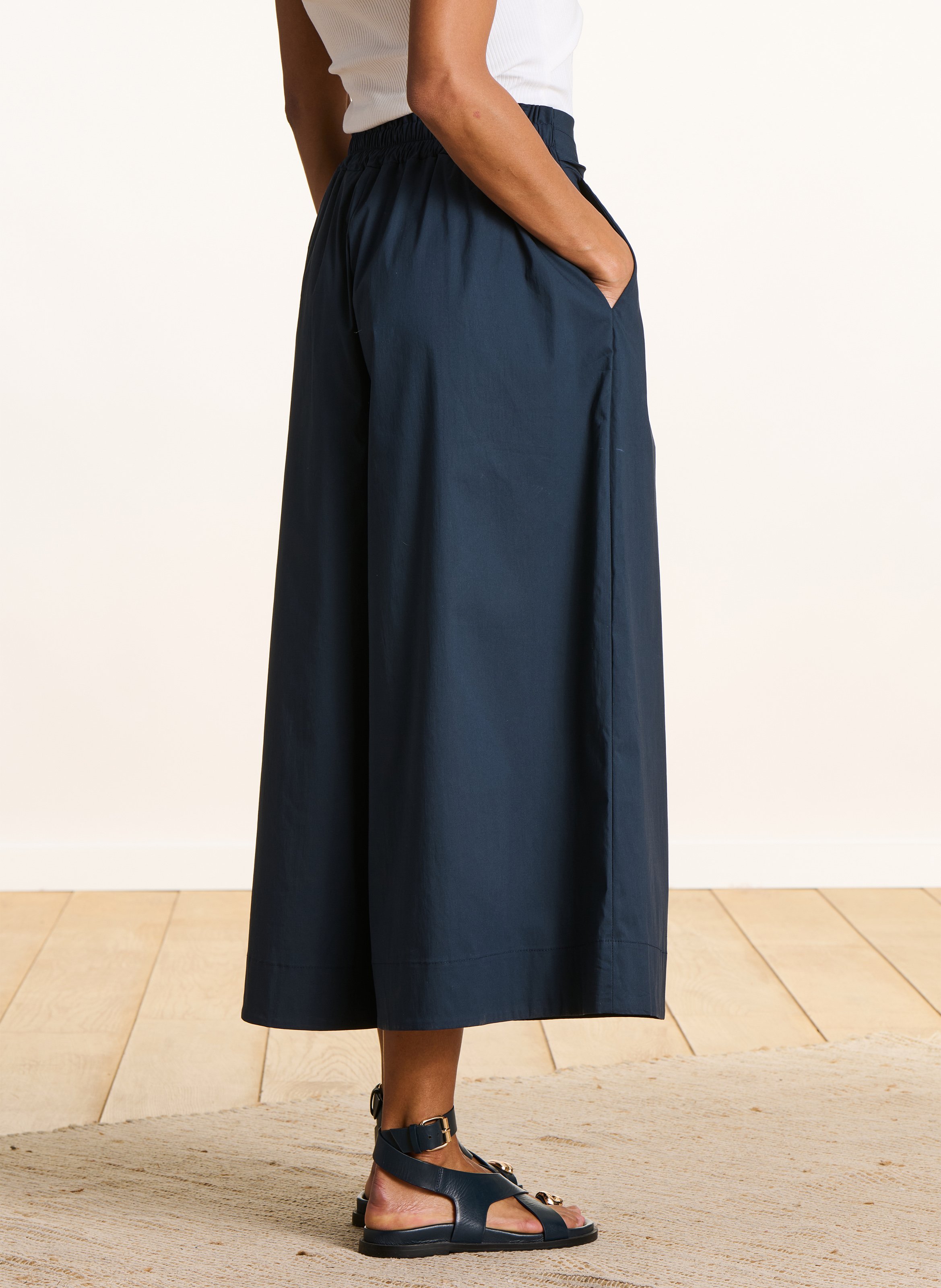 Wijde broek van katoenmix LA FEE MARABOUTEE Blauw