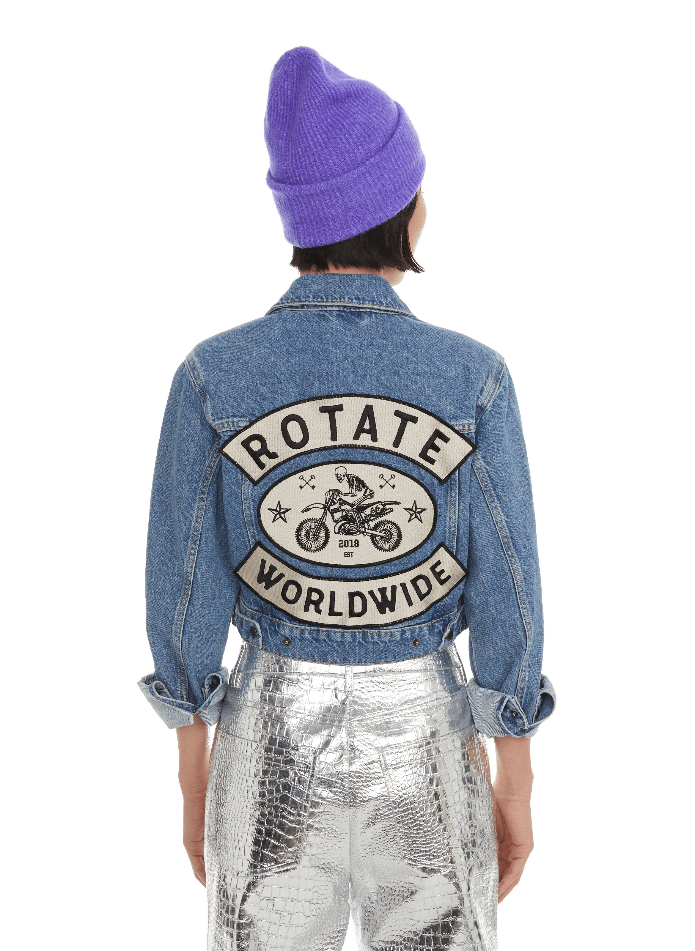 Denim jacket with logo  ROTATE Blue