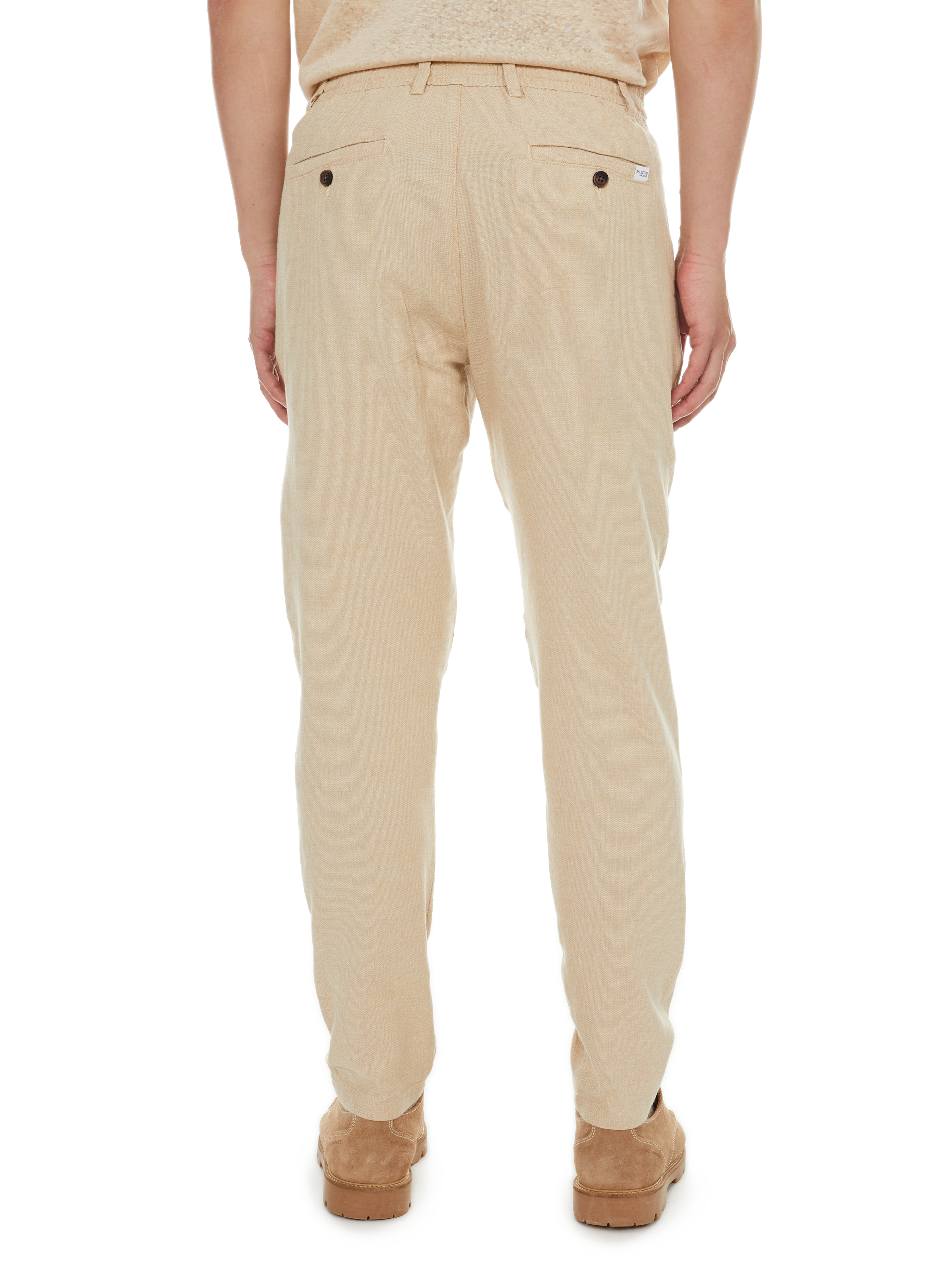Cotton and linen trousers SELECTED Beige