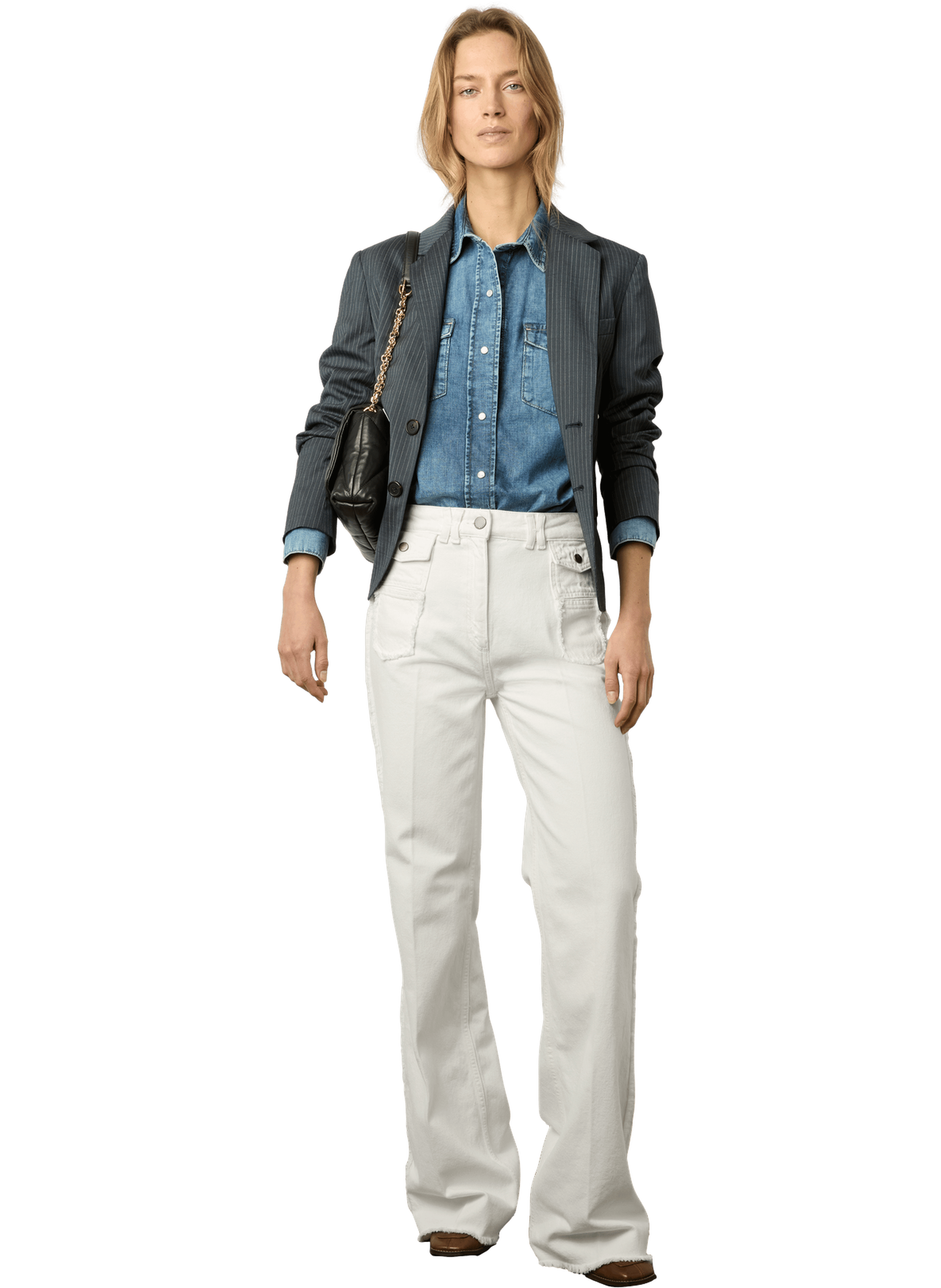 Jean flare écru à franges - anna GERARD DAREL Beige