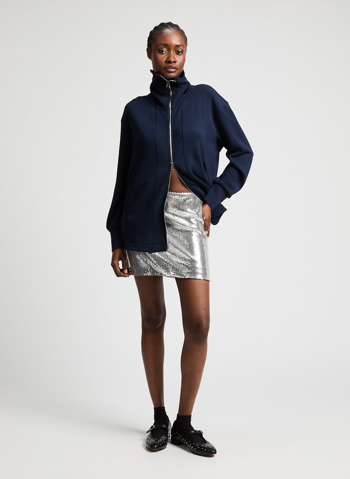 Jupe courte à sequins  ROTATE Argent