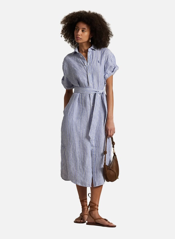 Midi linen shirt dress White by POLO RALPH LAUREN POLO RALPH LAUREN Midi linen shirt dress White