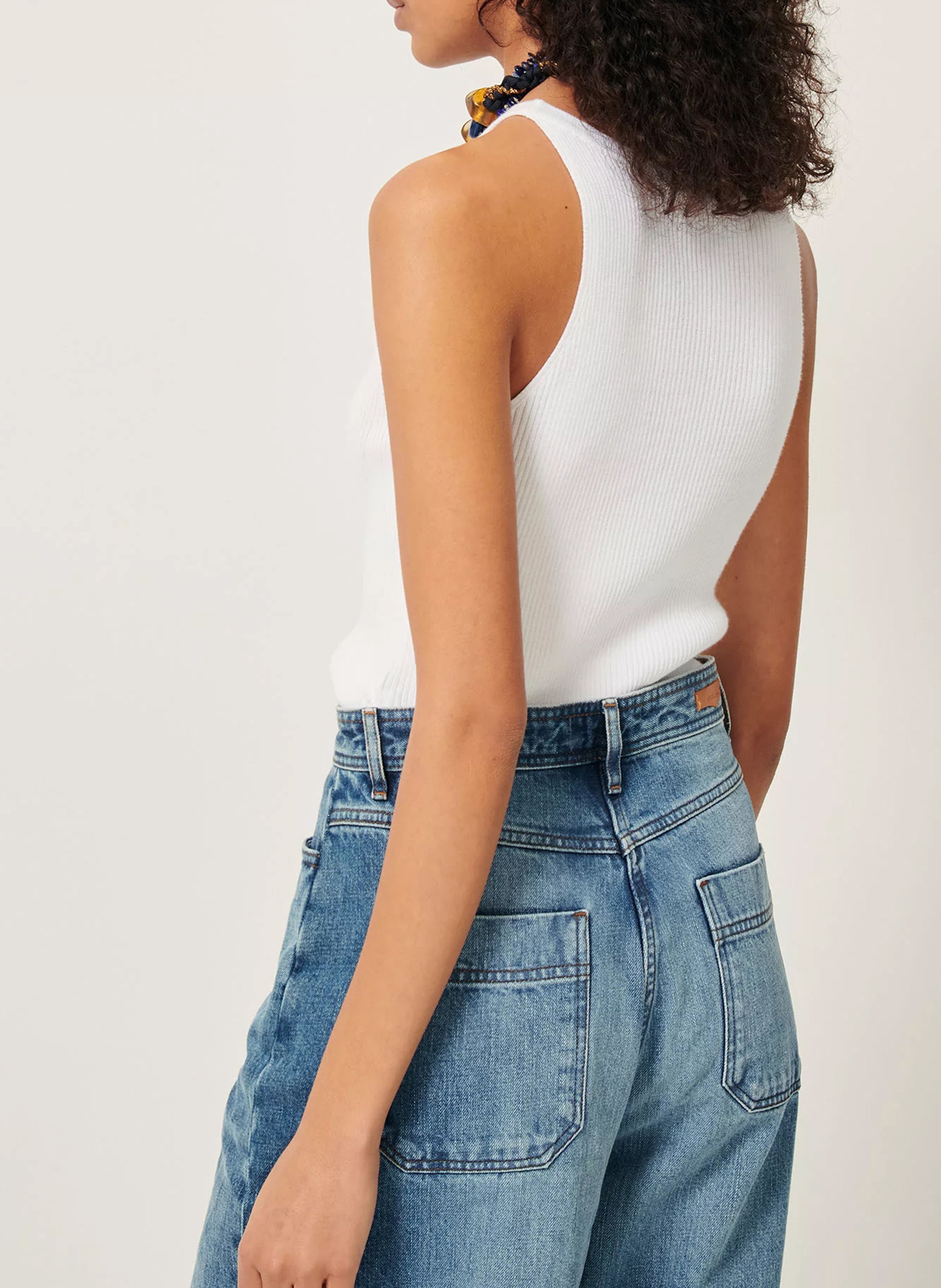 Débardeur moulant en coton loro SESSUN Blanc