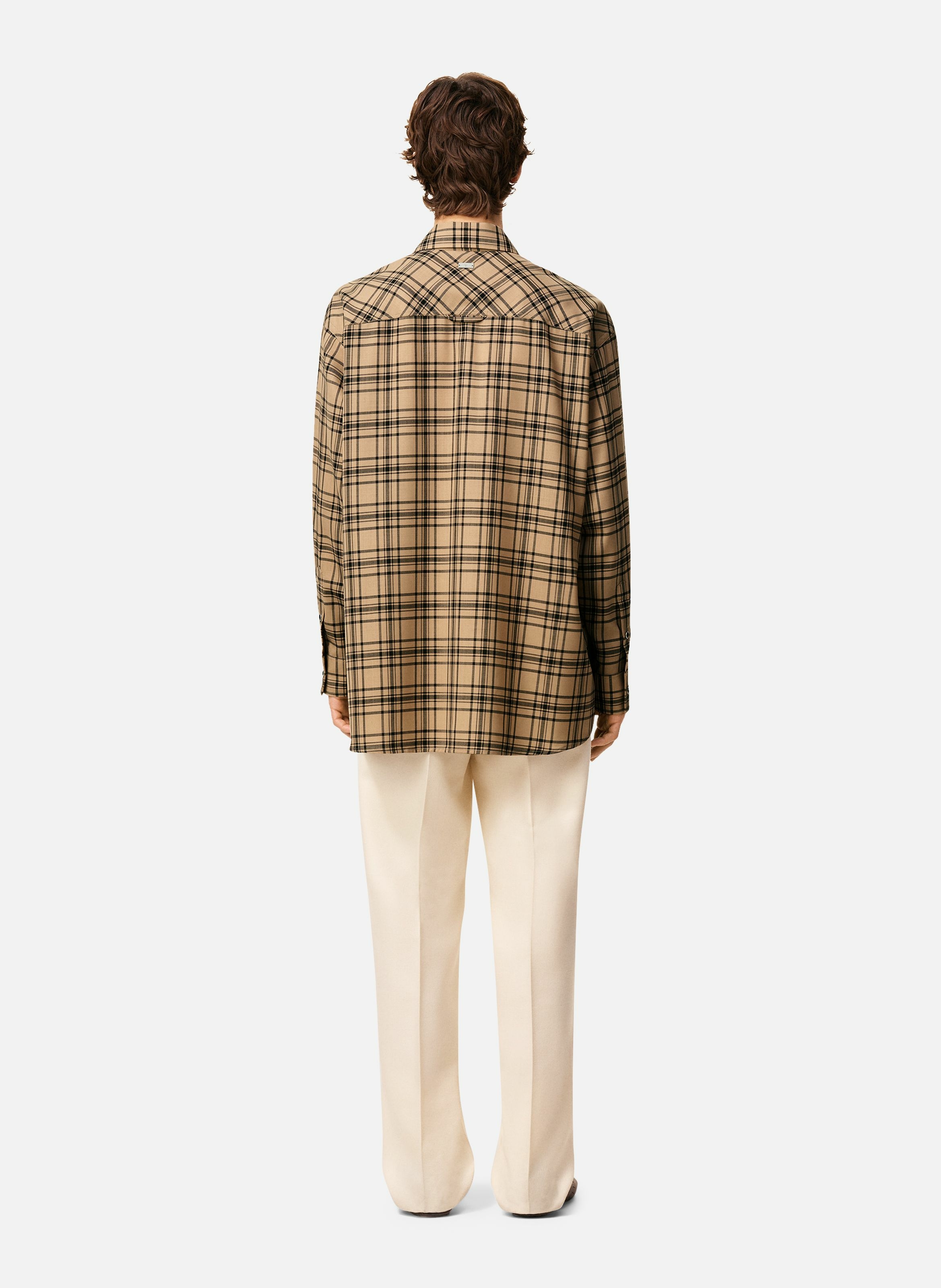 Chemise de bucheron a carreaux en laine unisexe AMI PARIS Marron