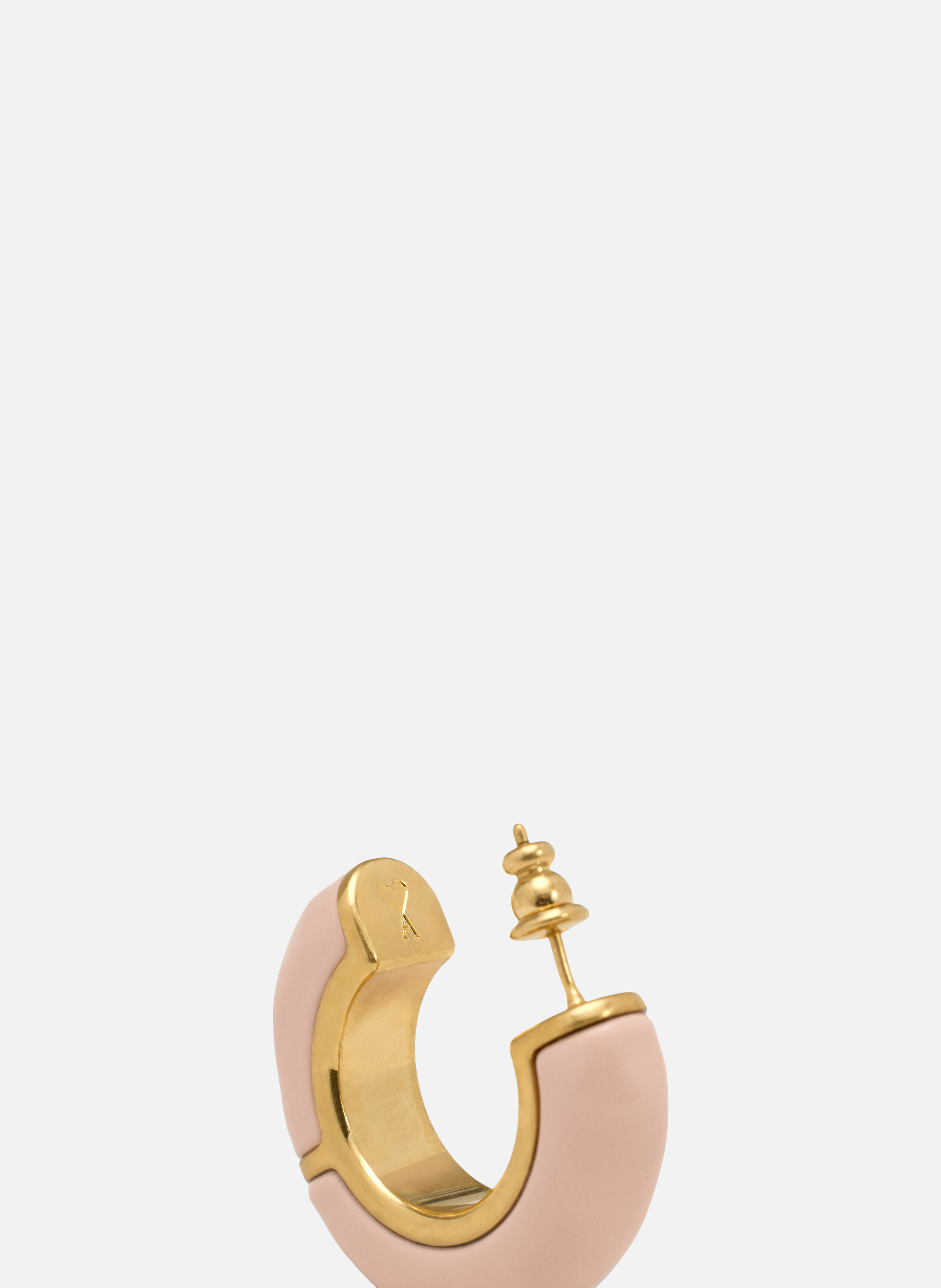 Boucles d'oreilles martelées laquées en laiton unisexes AMI PARIS Rose