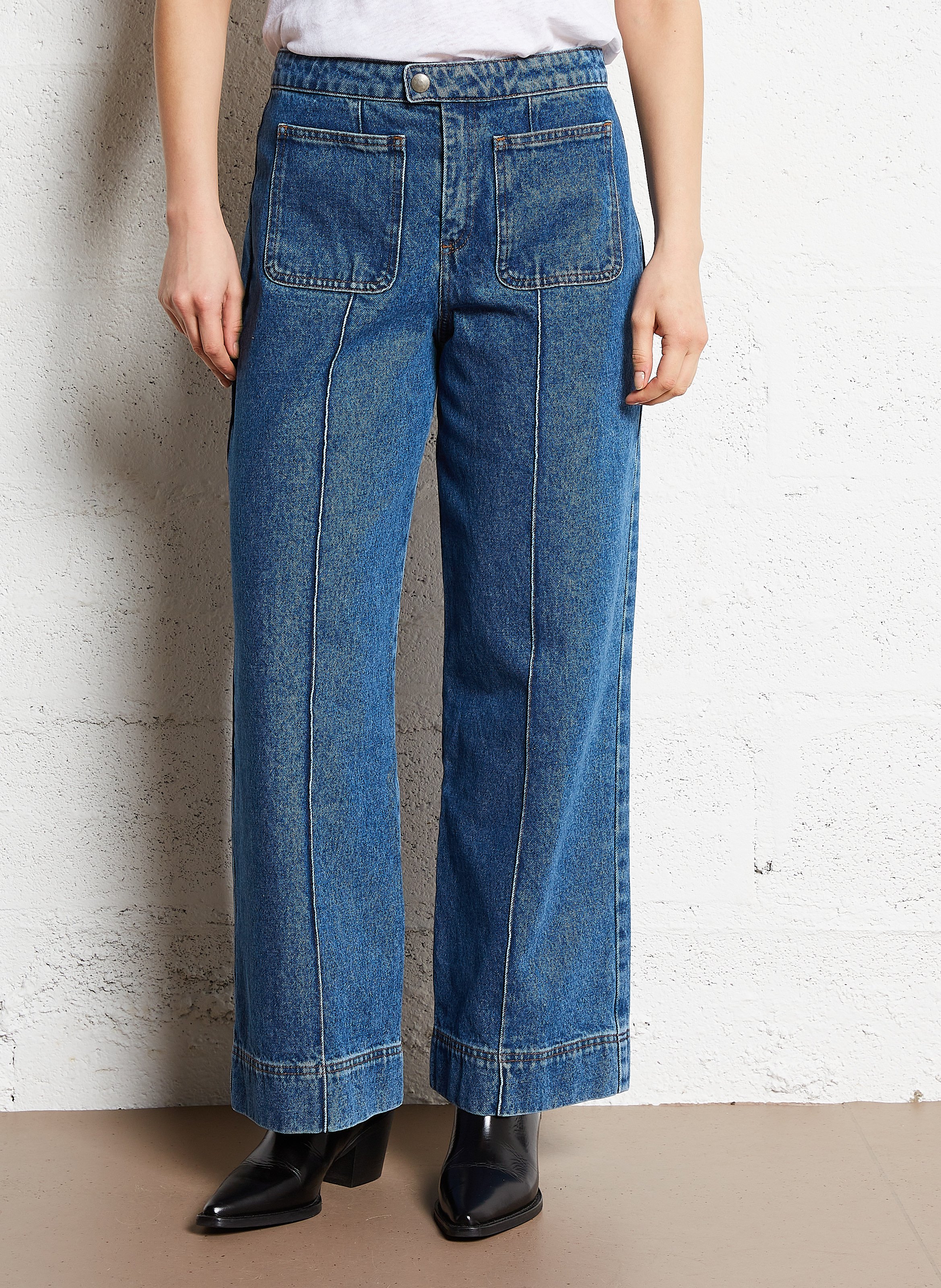 Jean évasé et délavé en coton harry SOEUR Bleu