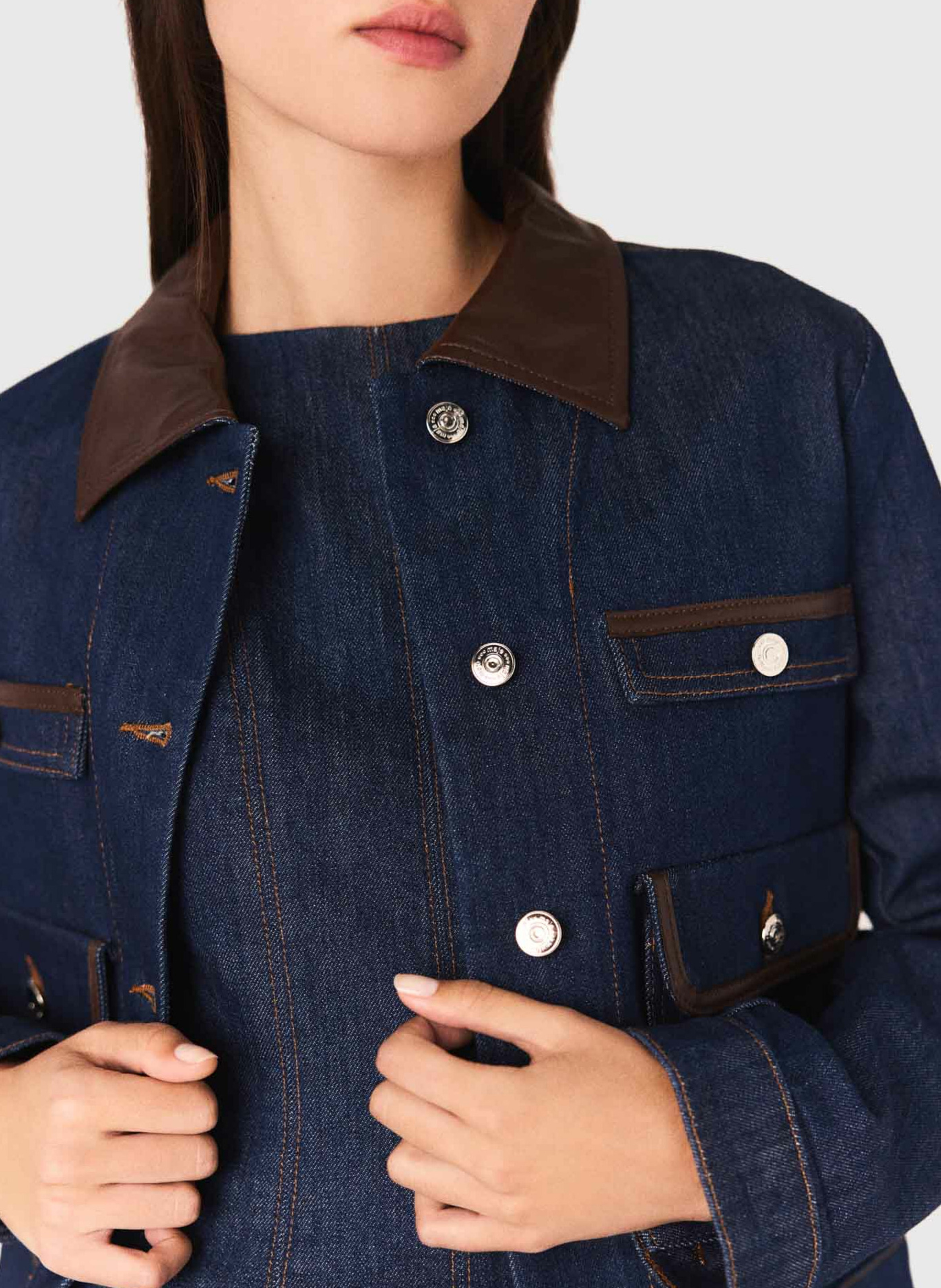 Veste en jean col classique MAJE Bleu