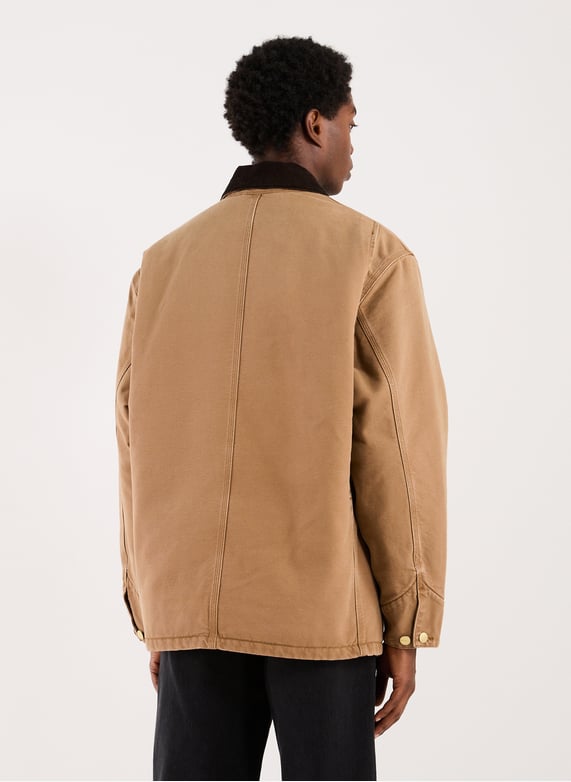 Veste ample à col contrasté en denim de coton | Beige by CARHARTT WIP Veste ample à col contrasté en denim de coton Beige