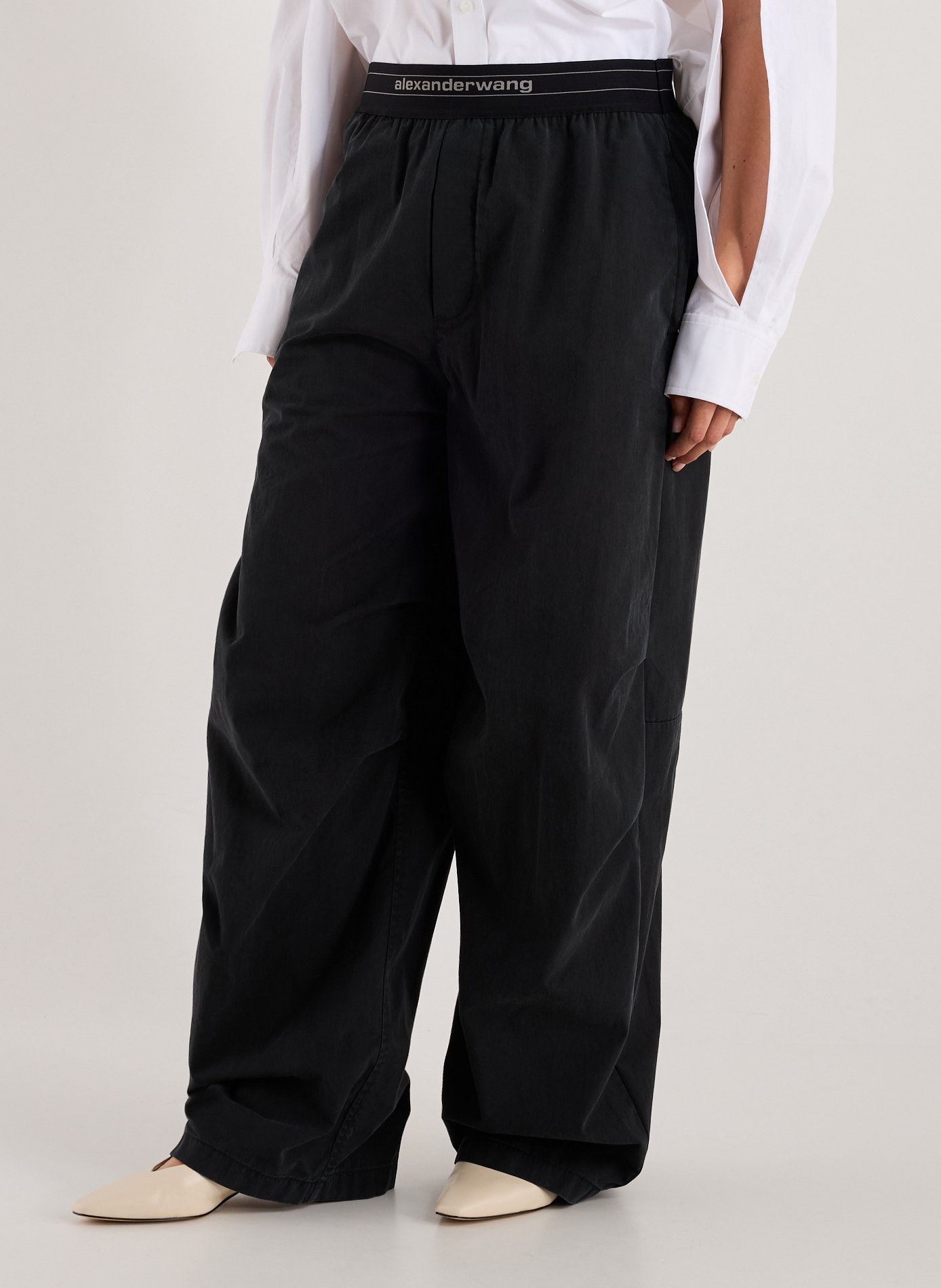 ALEXANDER WANG Wide-leg articulated cotton trousers Black