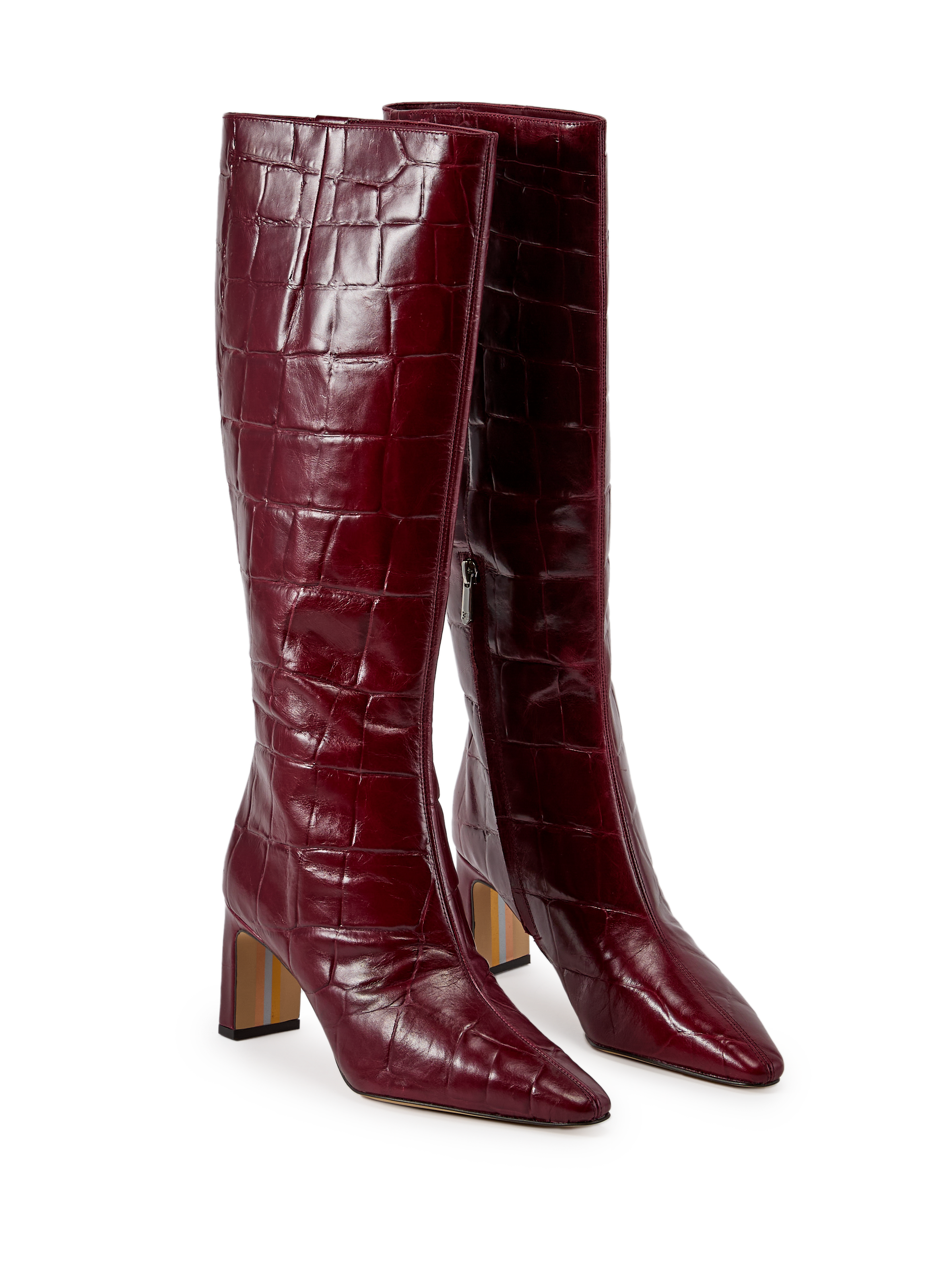 Bottes aspect peau de crocodile en cuir SAM EDELMAN Rouge