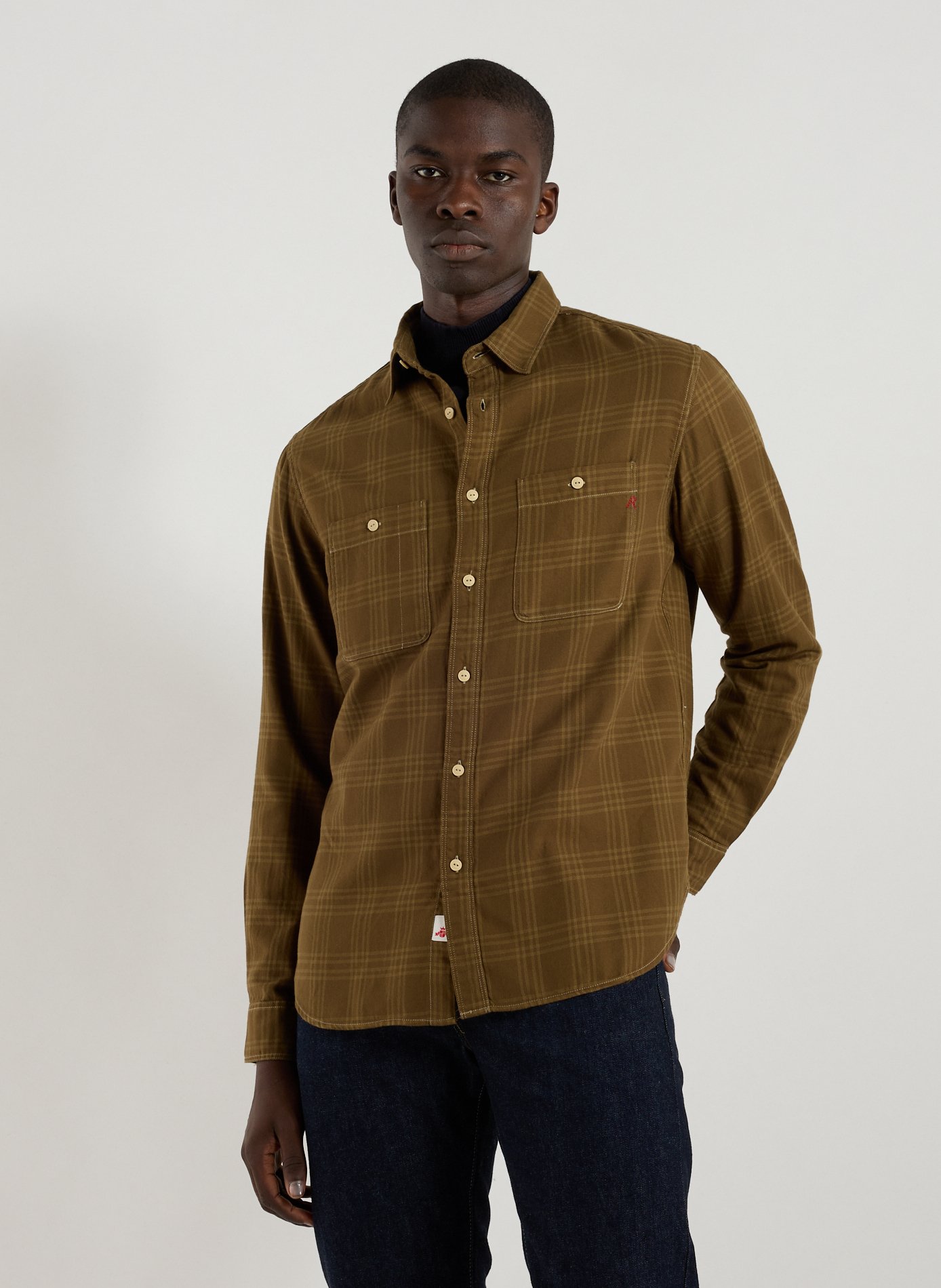 REPLAY Chemise droite en coton Vert