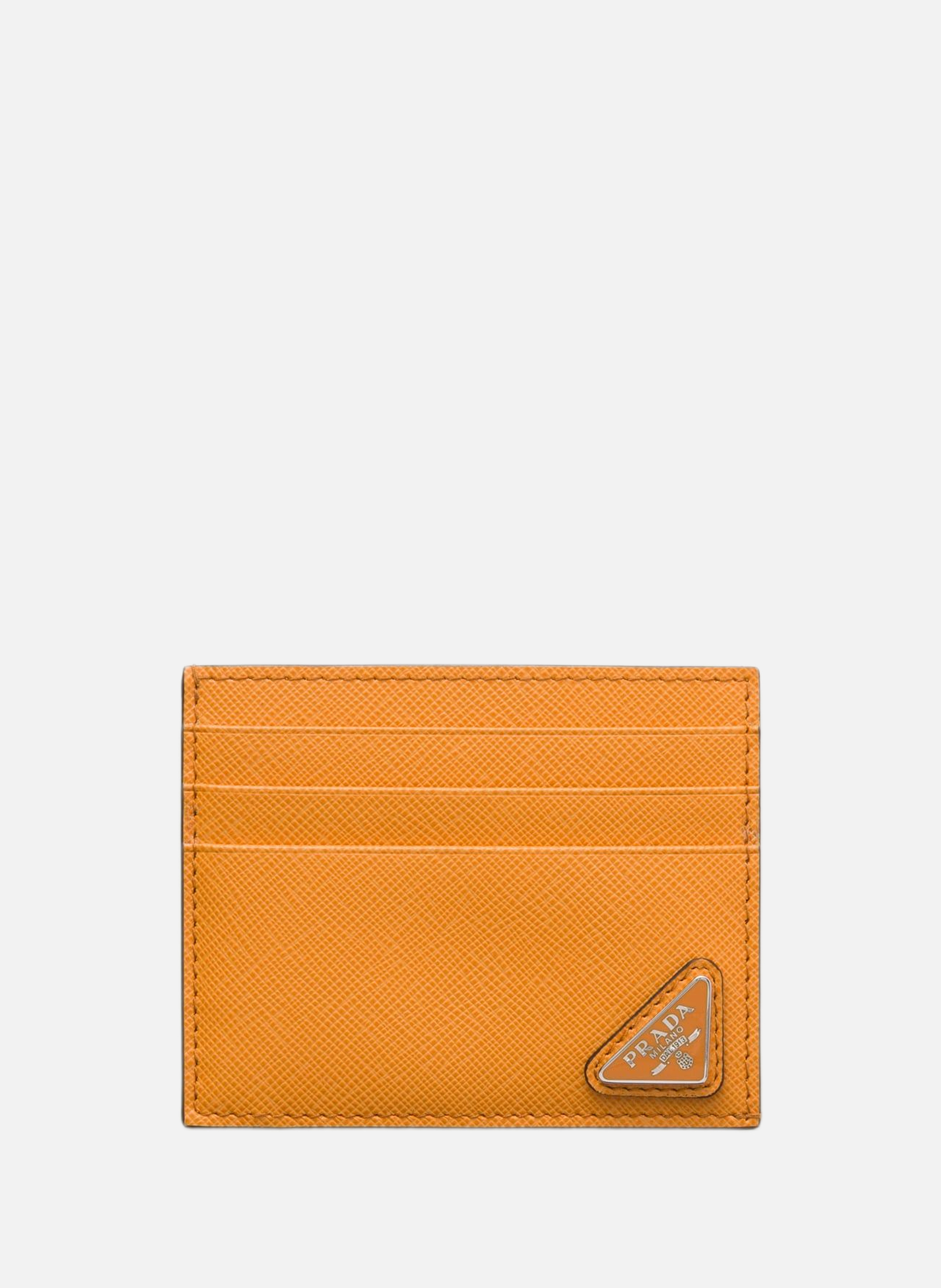 Porte-cartes en cuir saffiano PRADA Orange