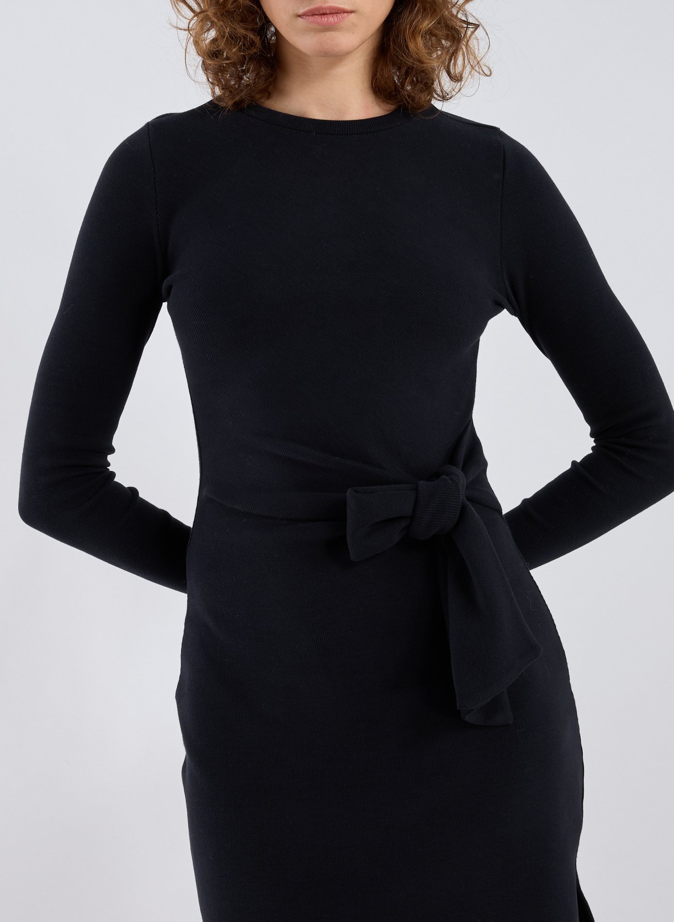 Robe longue nouée en coton mélangée SAISON 1865 Noir