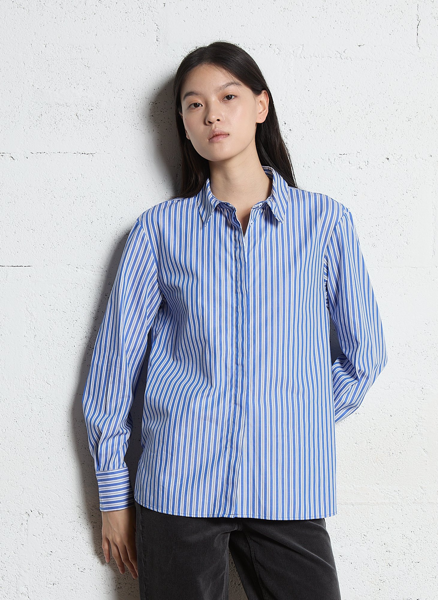 Chemise droite à rayures esmeralda MAISON 123 Bleu