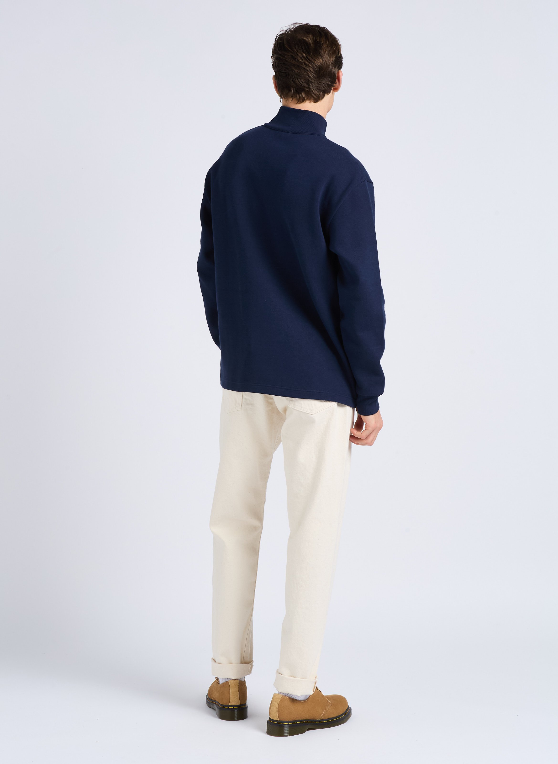 Pull ample col montant zippé en coton bio heritage ARMOR-LUX Bleu