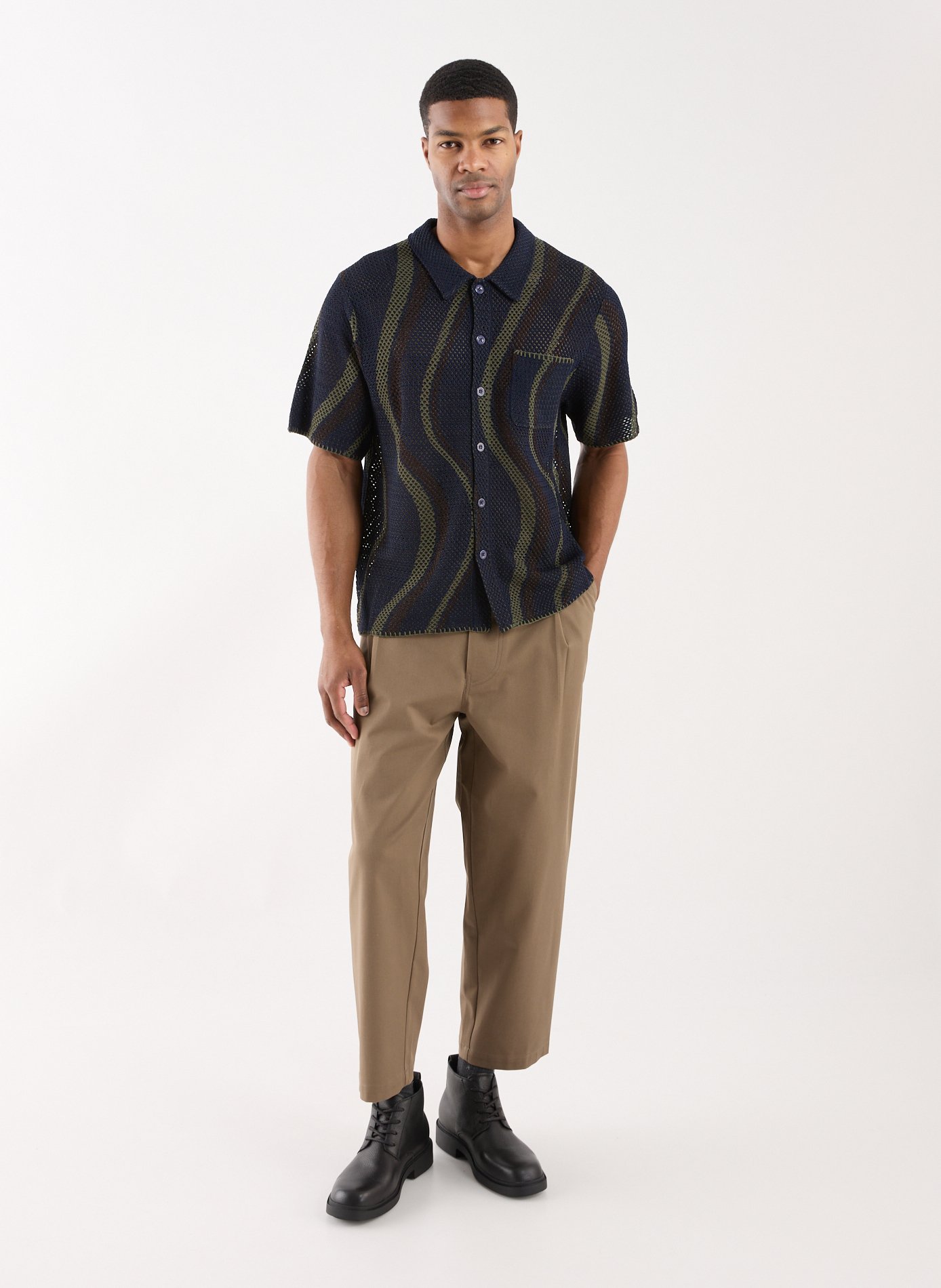 Cropped cotton-blend trousers DROLE DE MONSIEUR Brown