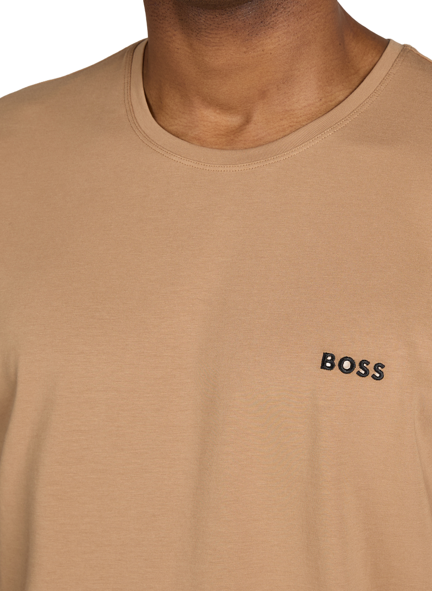 T-shirt col rond en coton mélangé BOSS Beige