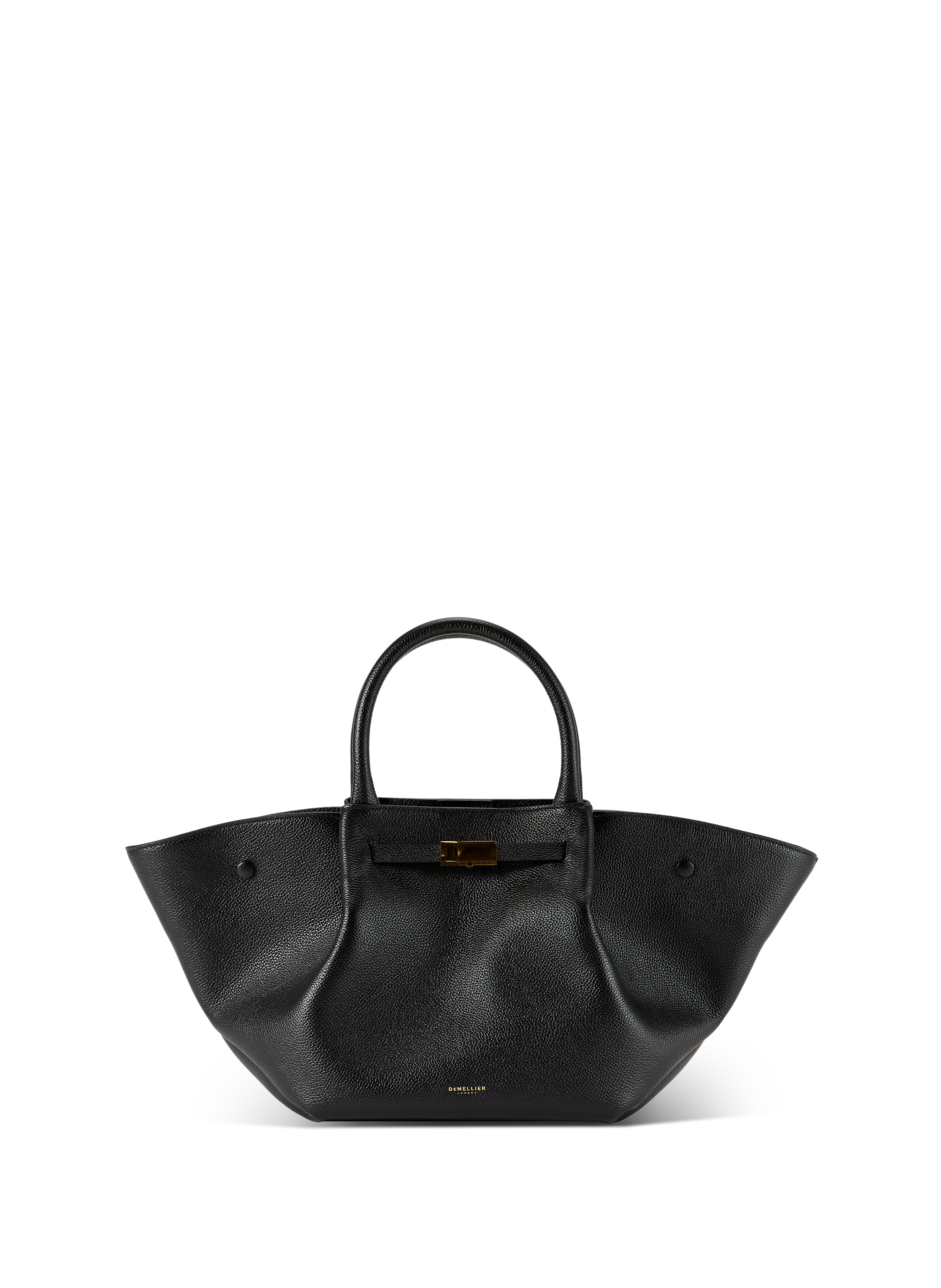 Sac à main en cuir et coton DEMELLIER LONDON Noir