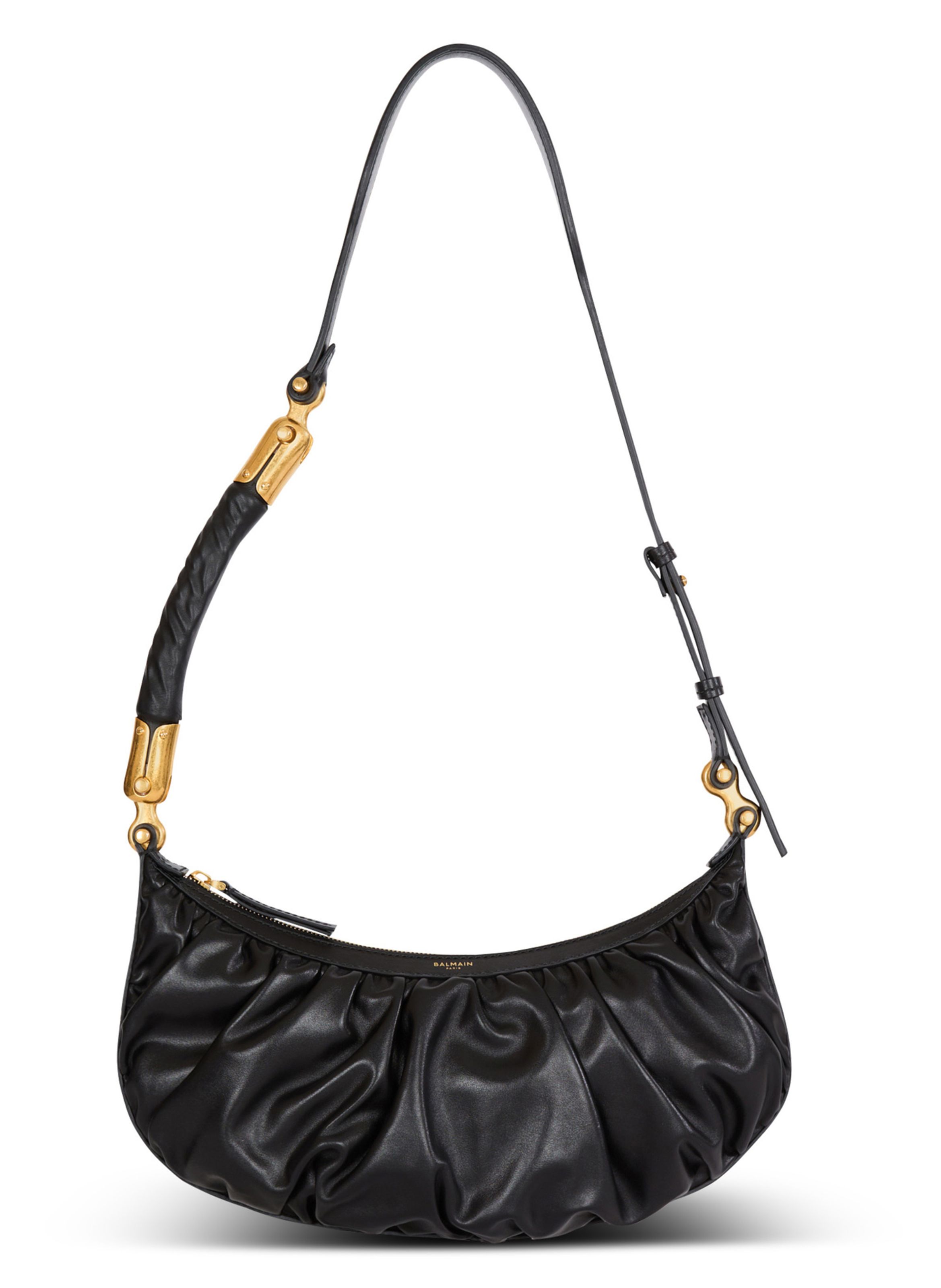 Sac ebene hobo en cuir de veau BALMAIN Noir