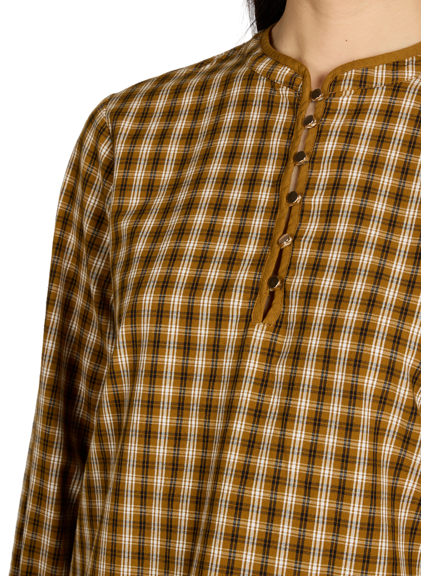 Straight cotton check shirt VILA Brown