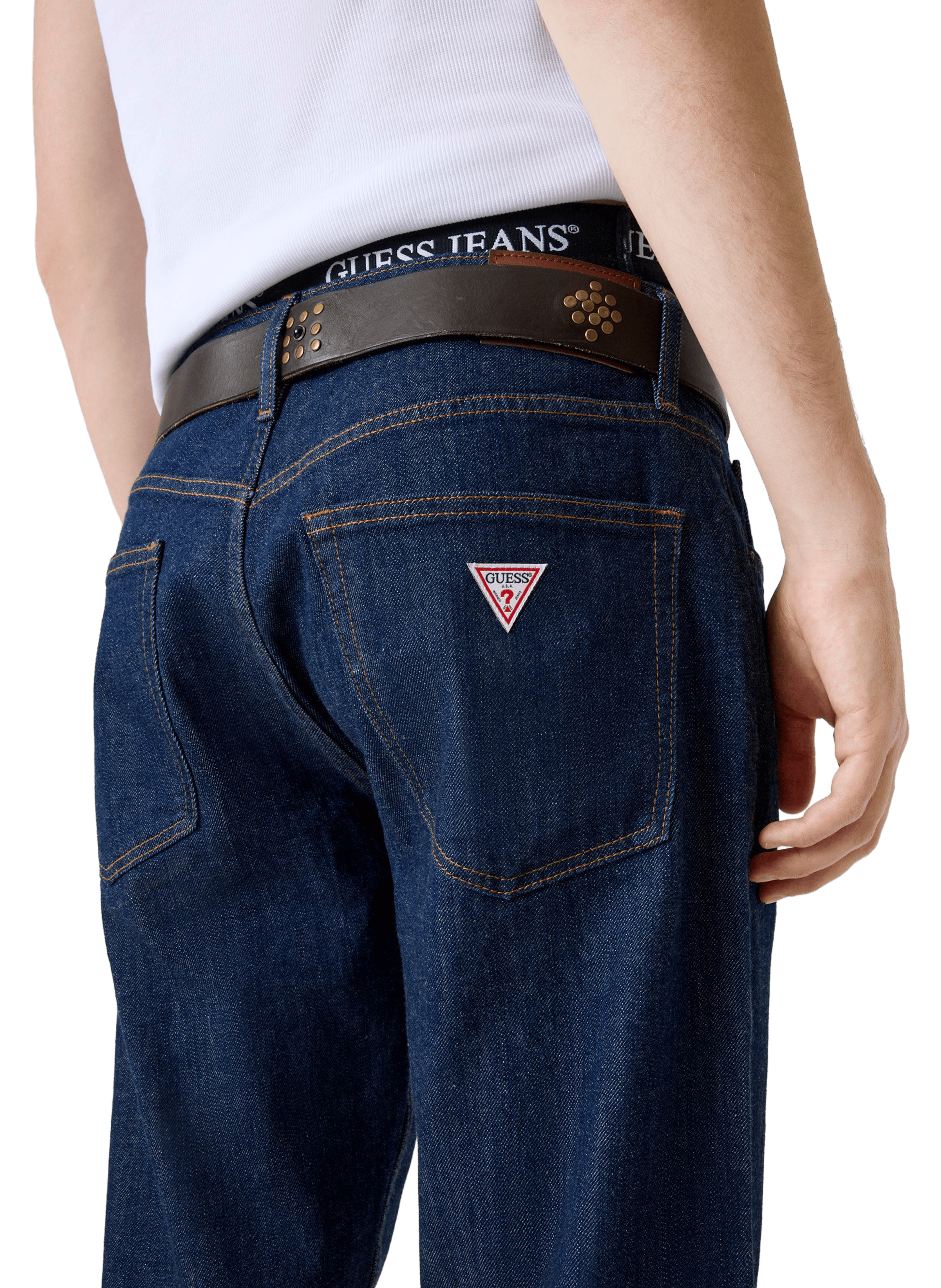 Jean droit en coton mélangé GUESS Bleu