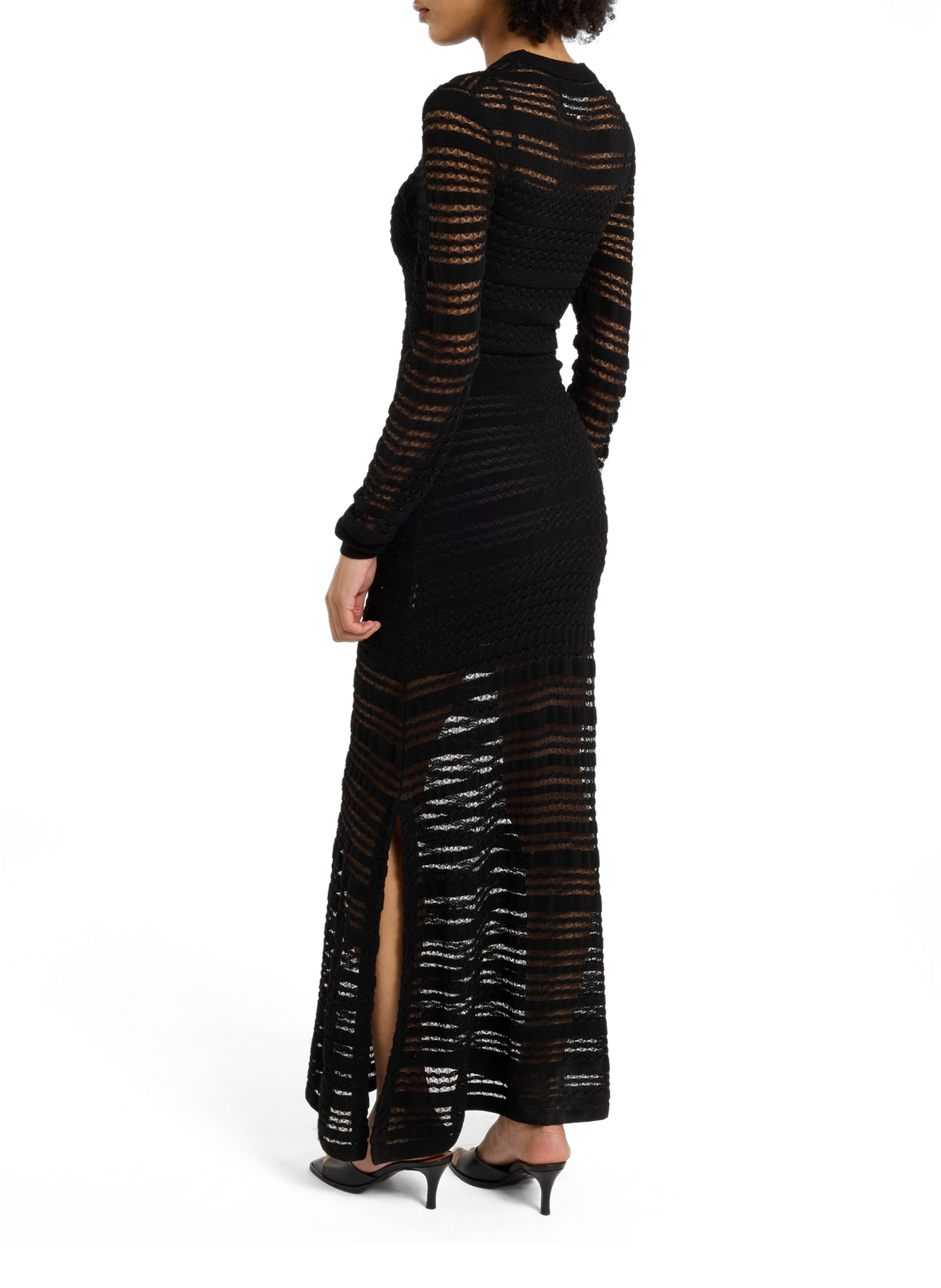 Long knit dress with openwork detailing Ama SAISON 1865 Black