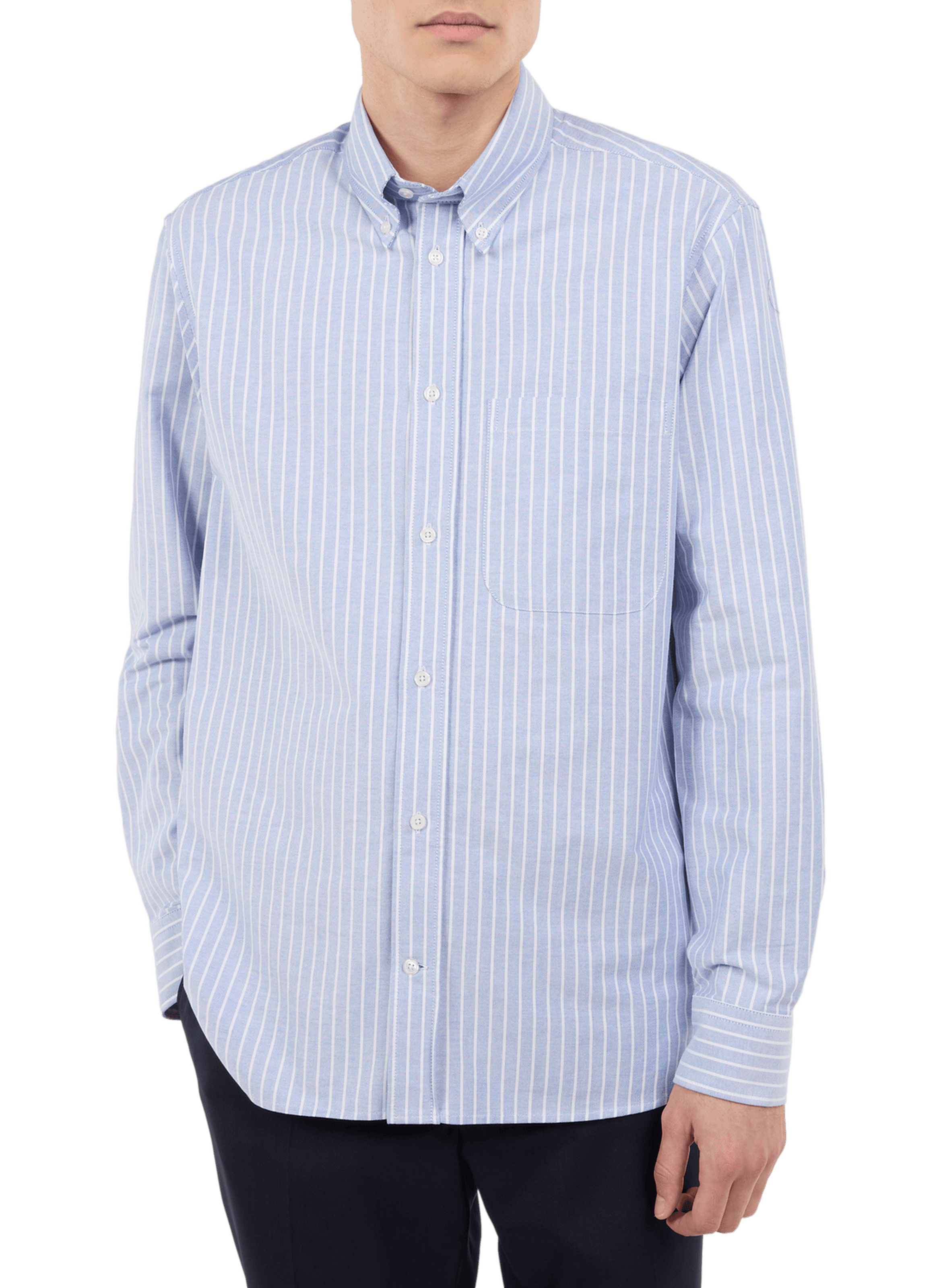 Gray American collar striped cotton shirt SAISON 1865 Blue