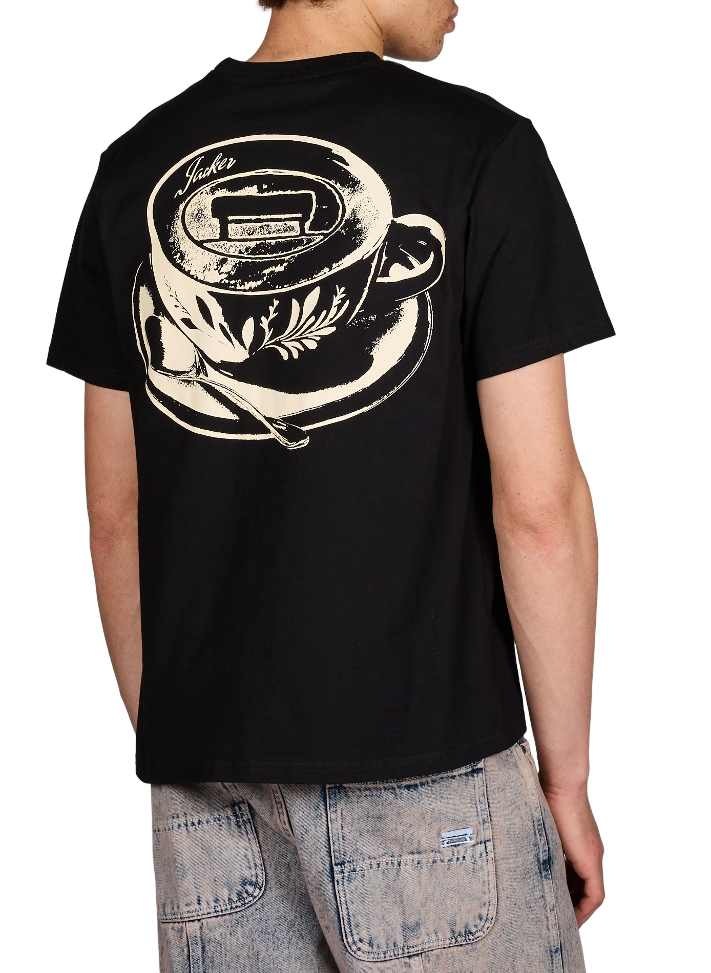 Straight printed cotton T-shirt JACKER. Black