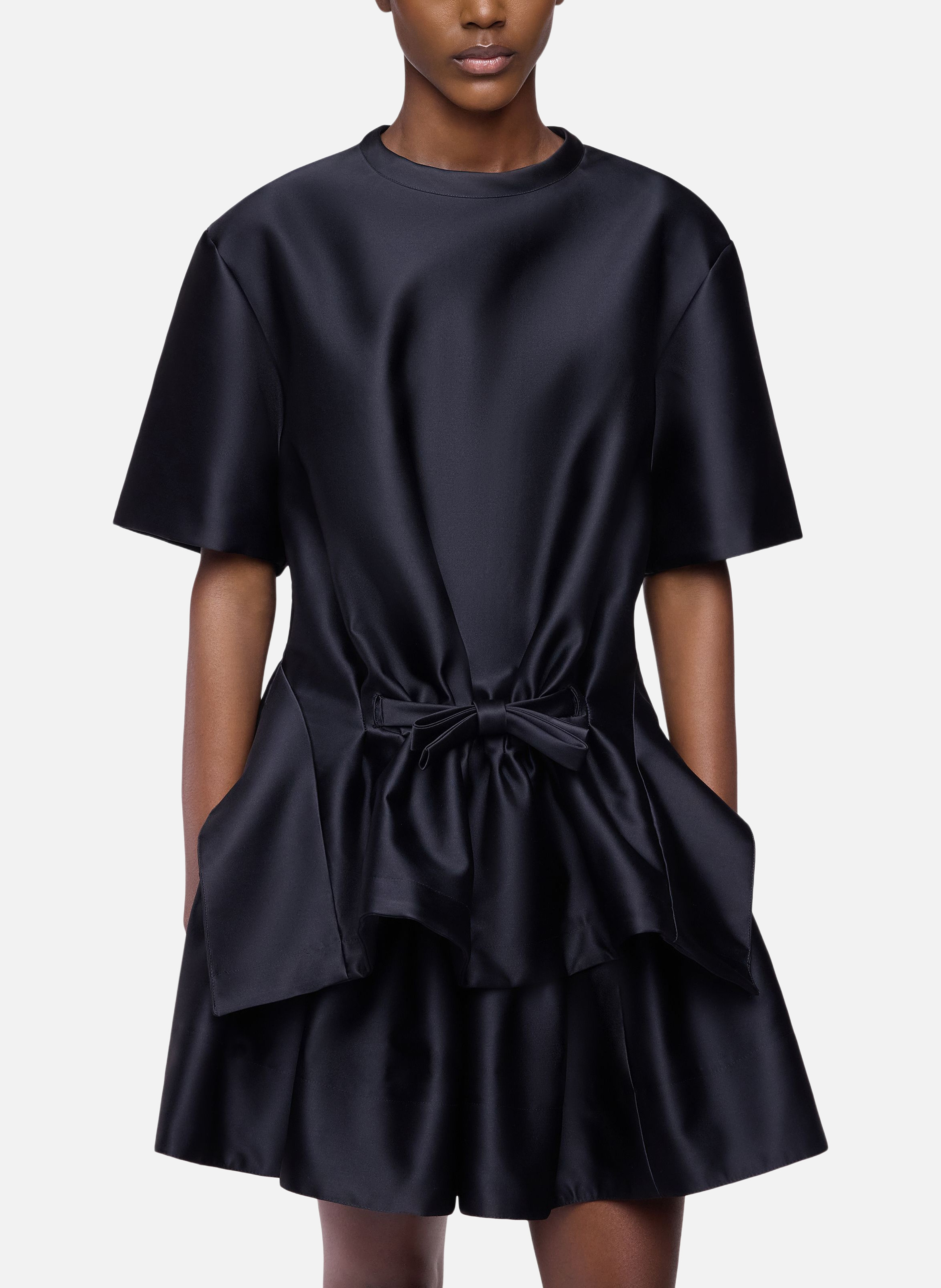 Top structuré en satin avec détail nœud RABANNE Noir