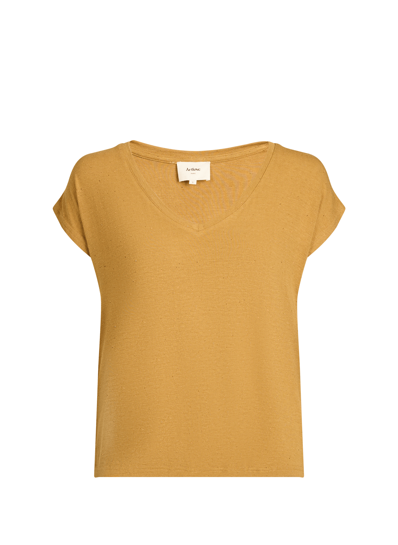 Tee-shirt fluide col V moucheté ARTLOVE Marron