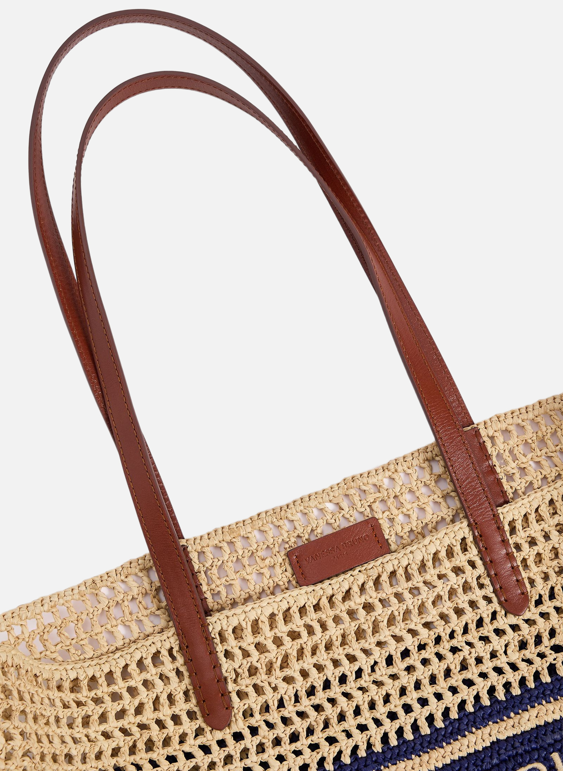 Panier en raphia avec rayures VANESSA BRUNO Bleu