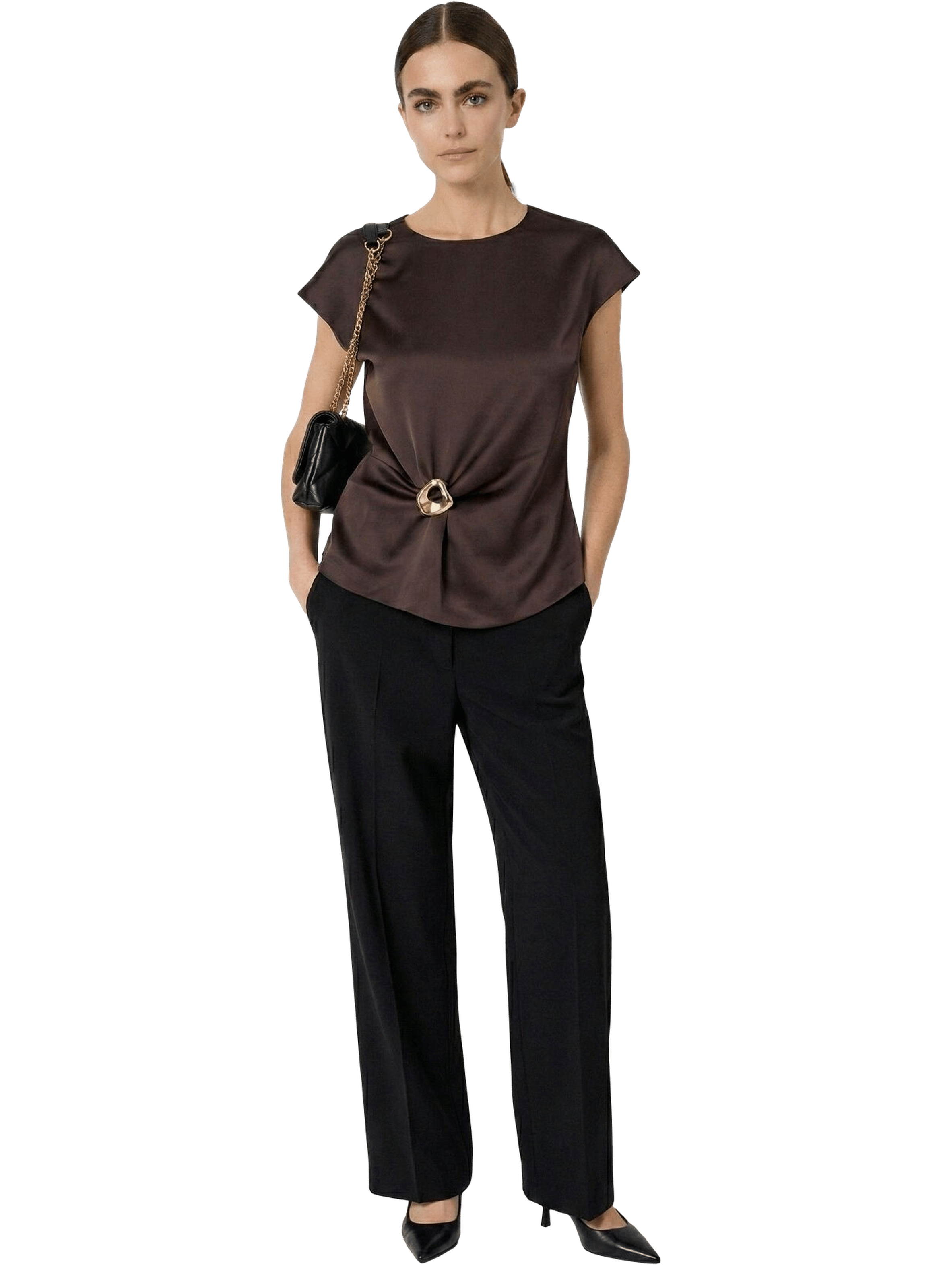 Top drapé à bijou doré - claudie GERARD DAREL Marron