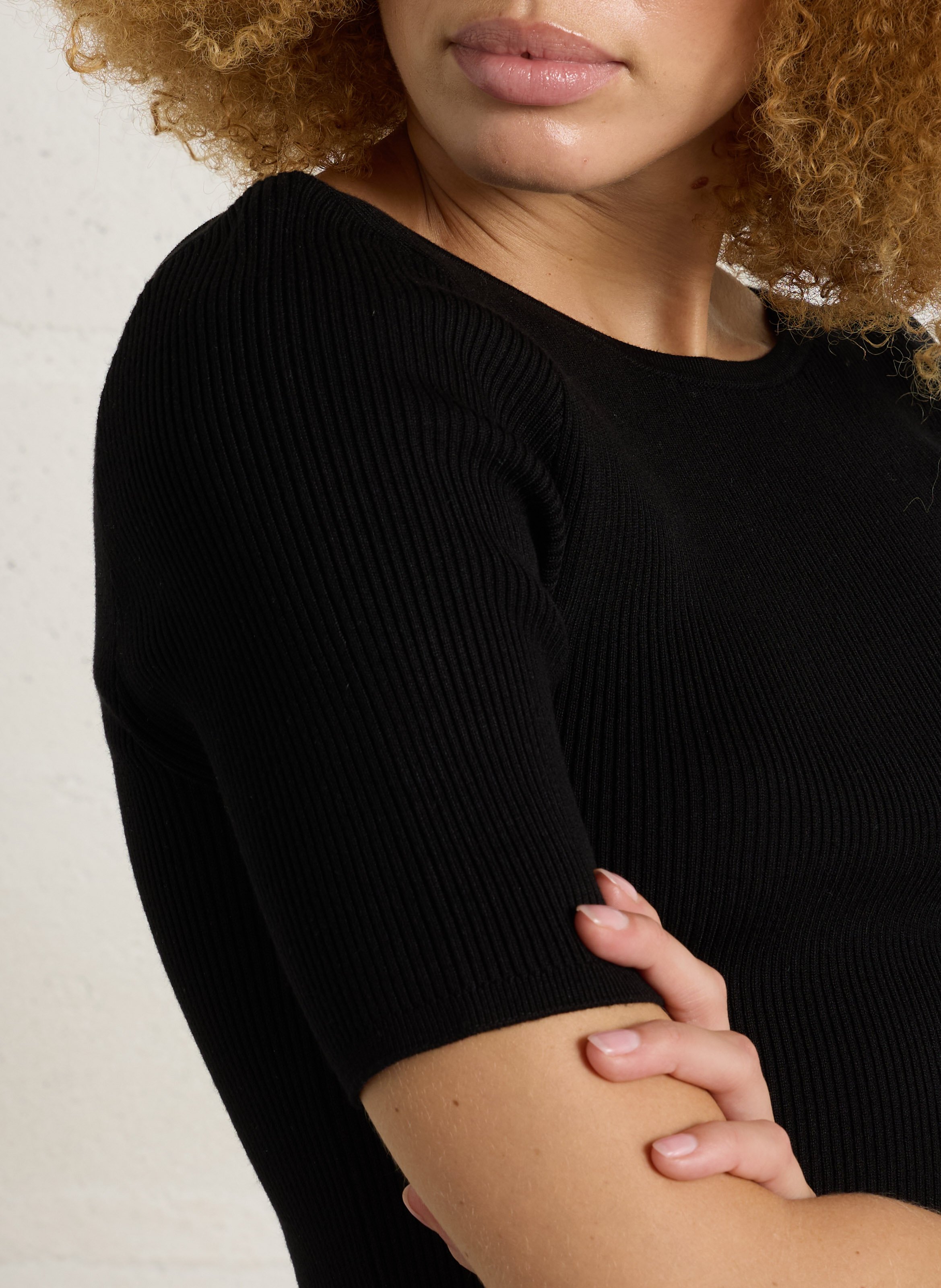 Top ajusté col bateau en maille peggy MAISON 123 Noir