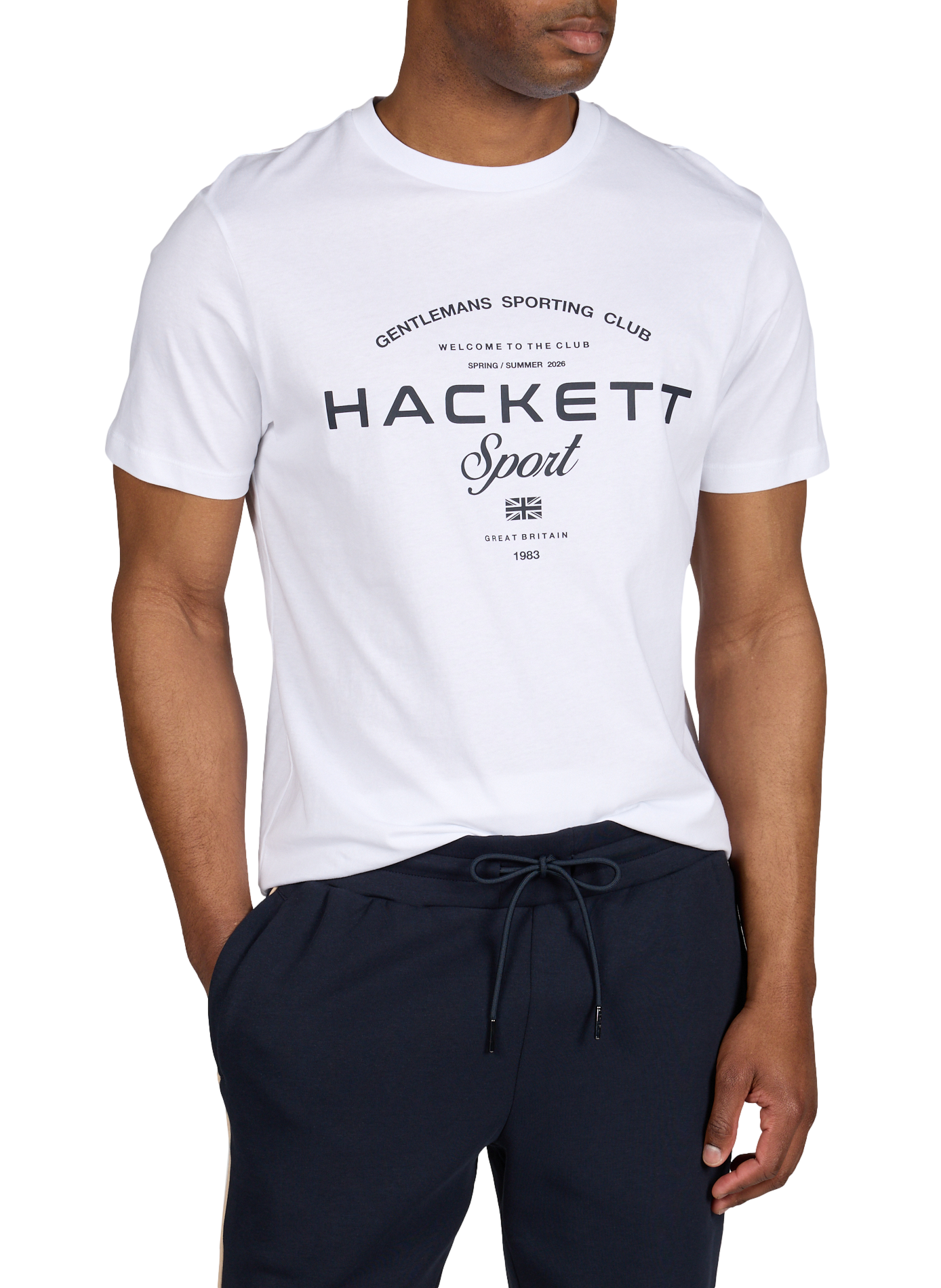 Tee-shirt droit sérigraphié en coton HACKETT Blanc