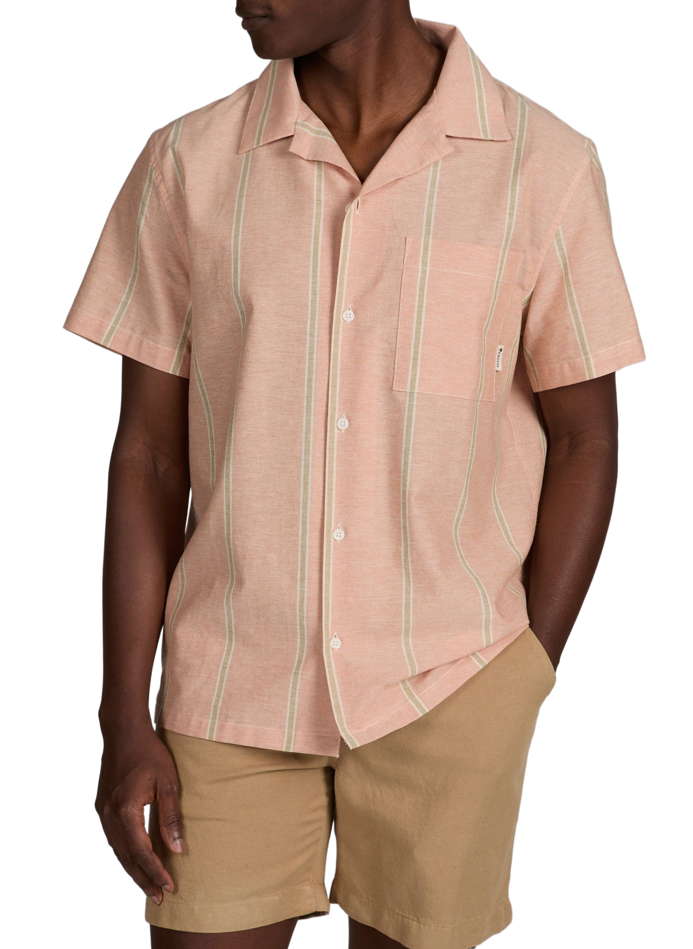 Casual straight striped cotton shirt FAGUO Beige