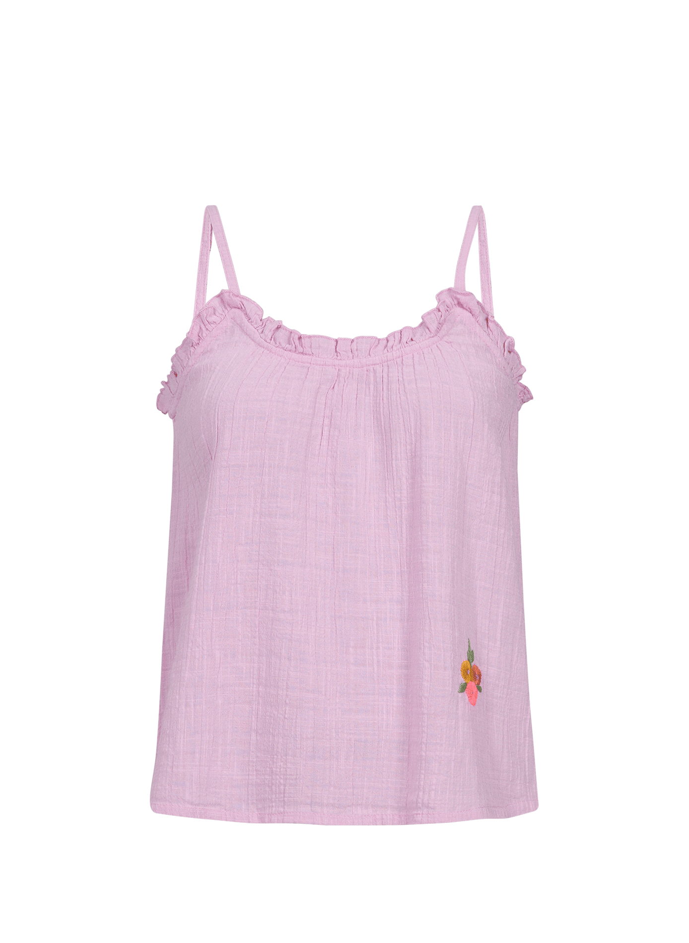 Hortense embroidered cotton pajama top  Mauve