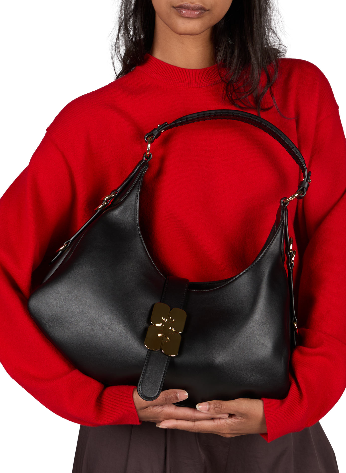 Sac à main small Kat en cuir GANNI Noir