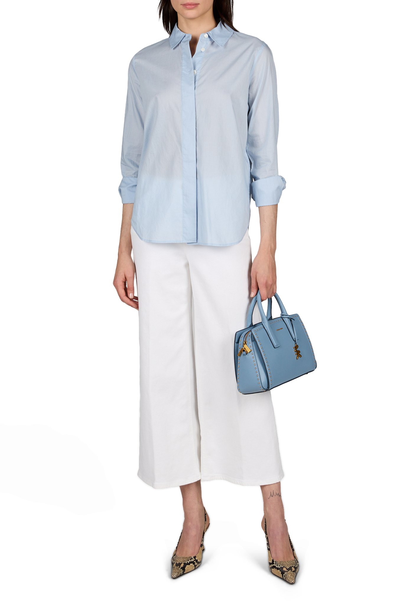 Chemise unie à coupe droite en coton CLOSED Bleu