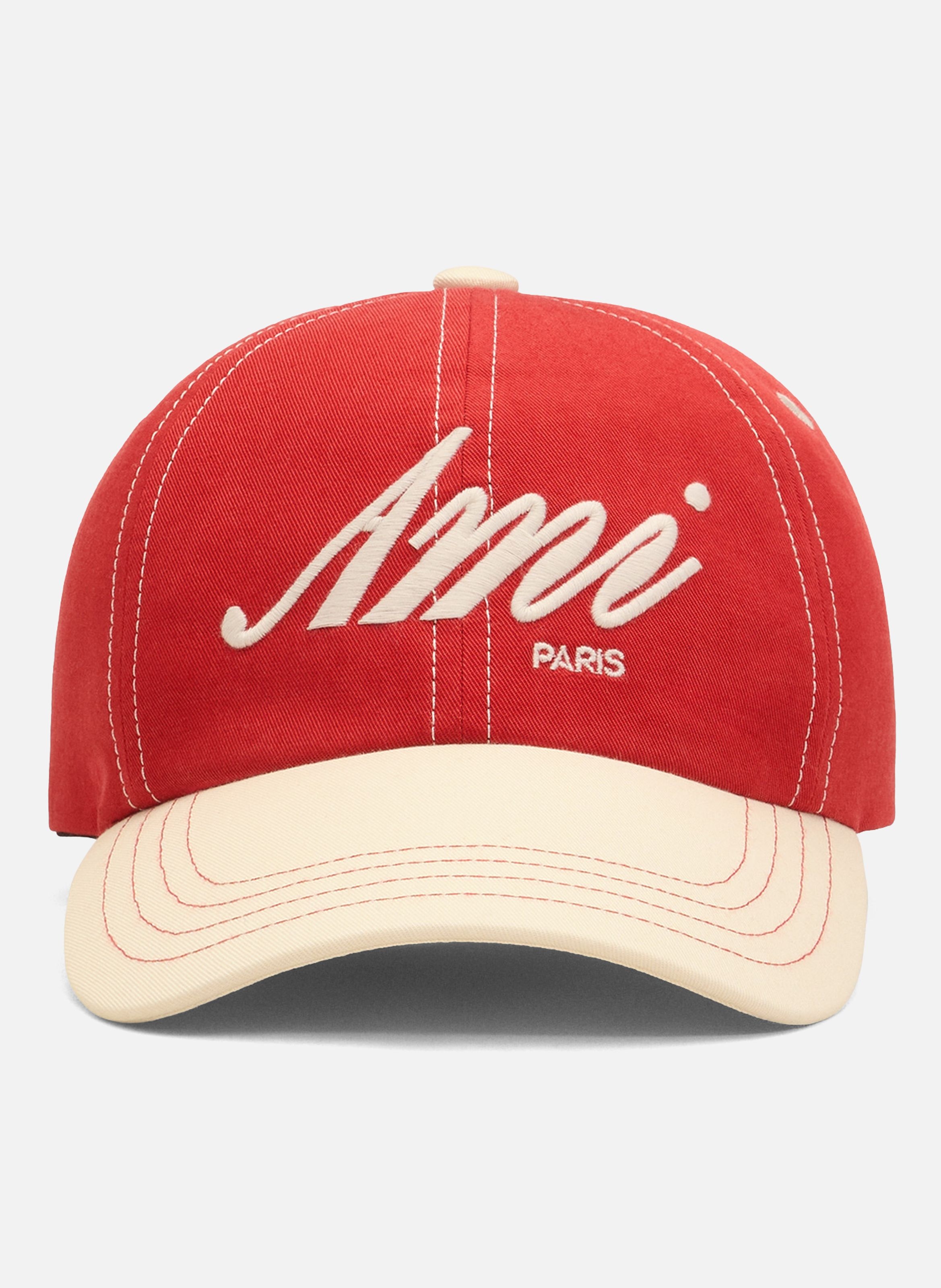 Casquette unisexe en coton broderie ami paris AMI PARIS Rouge