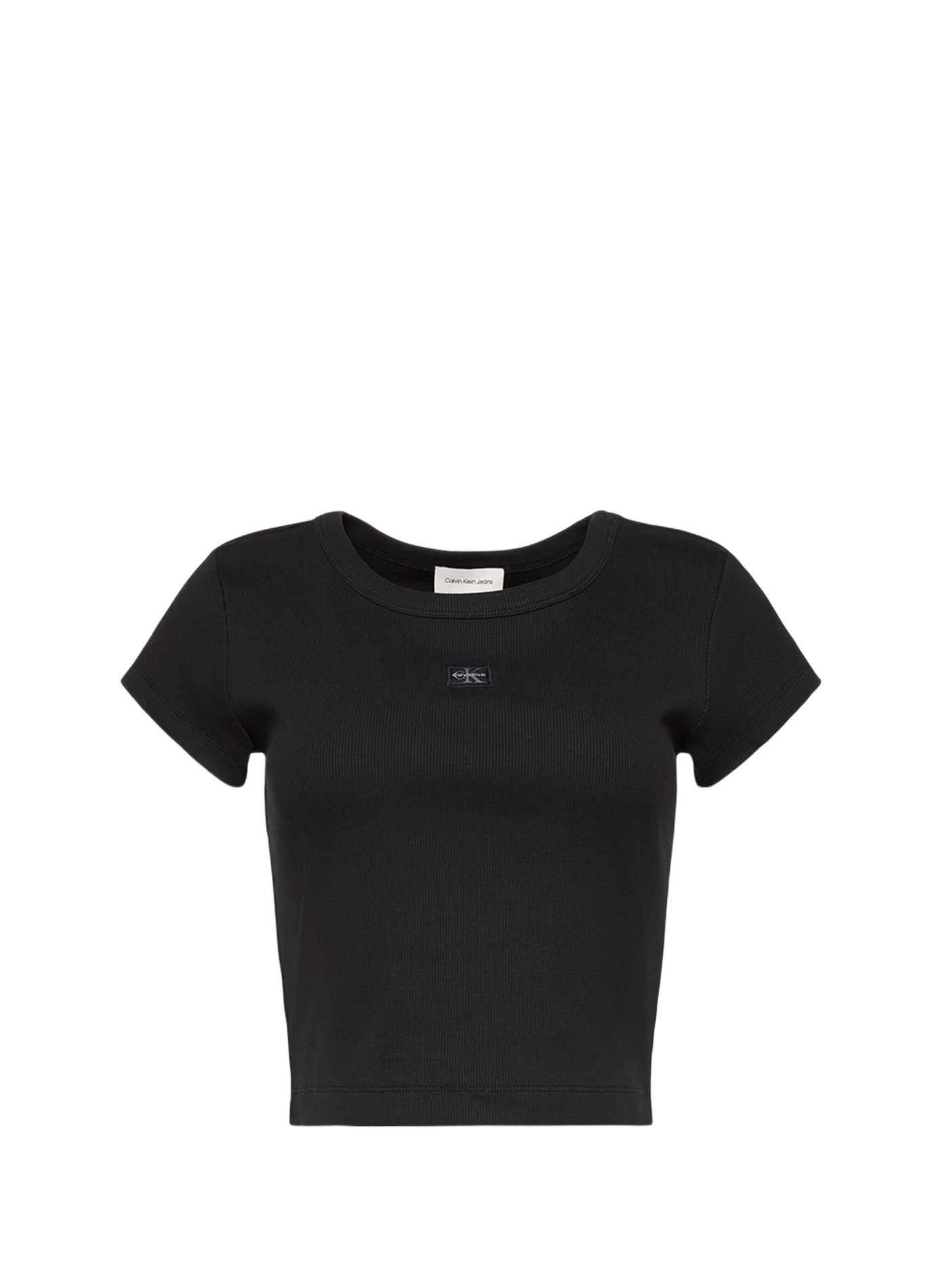 T-shirt court en coton mélangé CALVIN KLEIN Noir