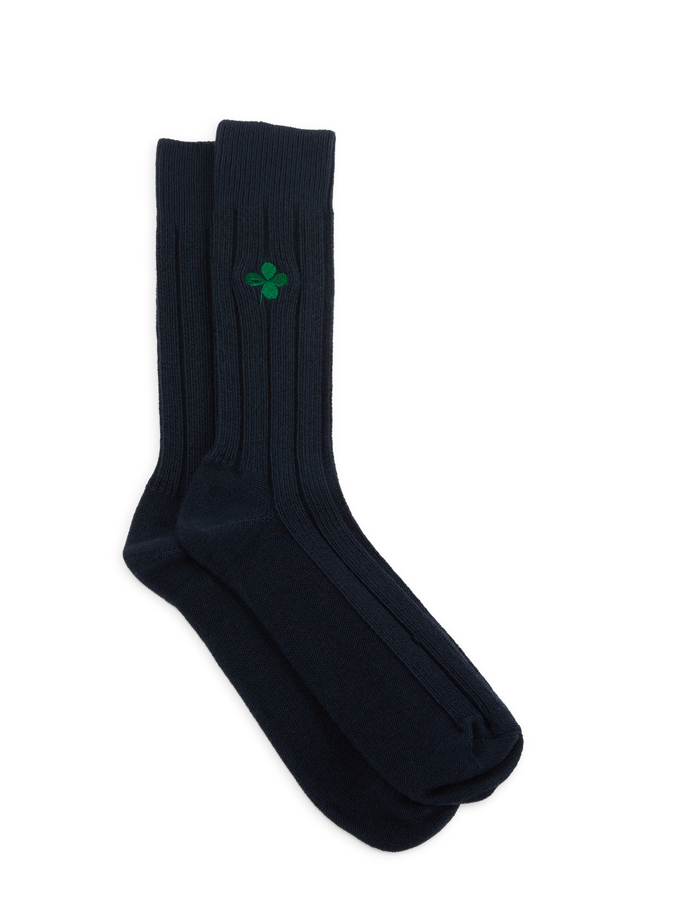 High socks with embroidery in mixed cotton. CLOSED Blue