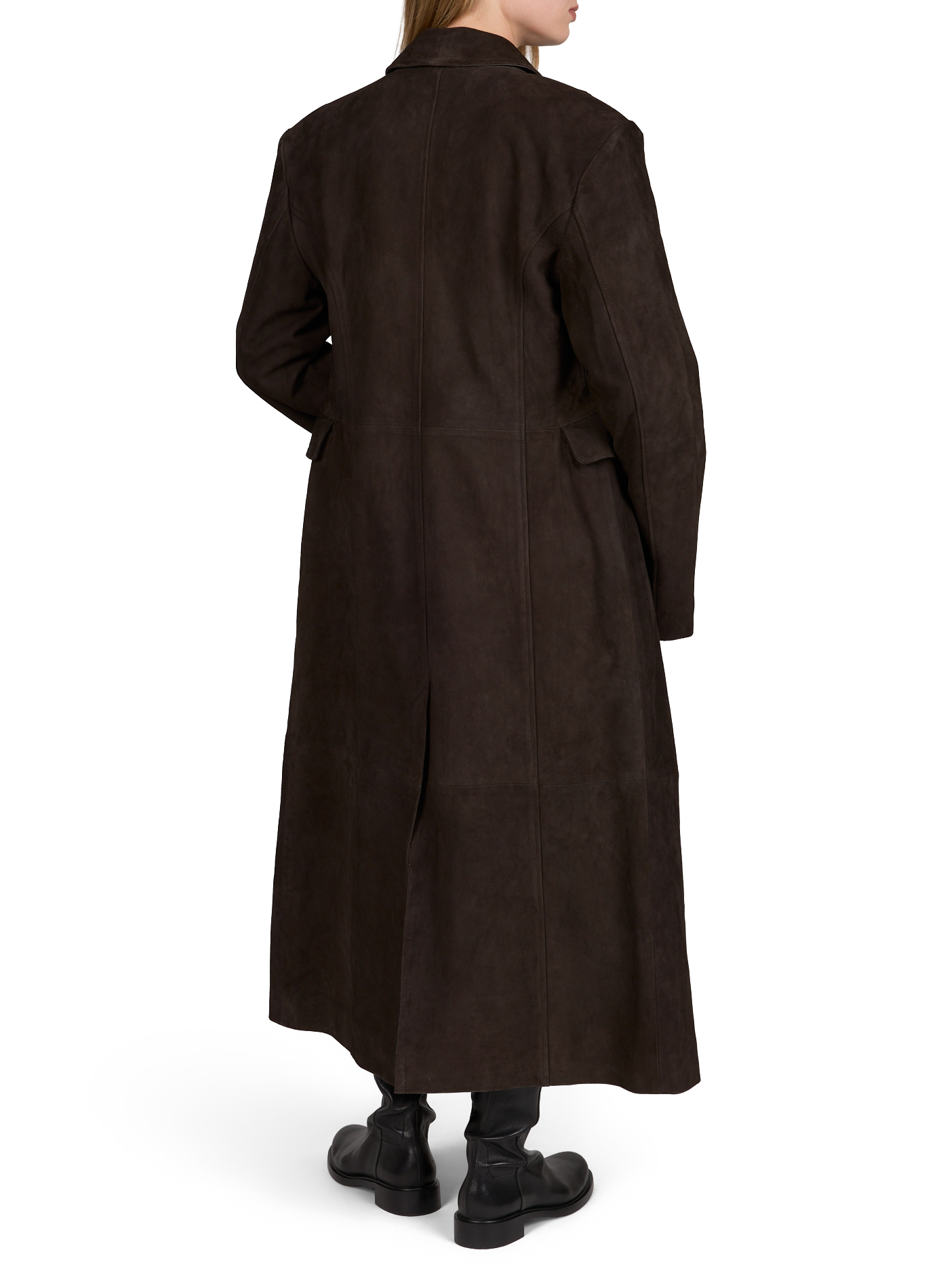 Straight Leather Coat ROTATE Brown